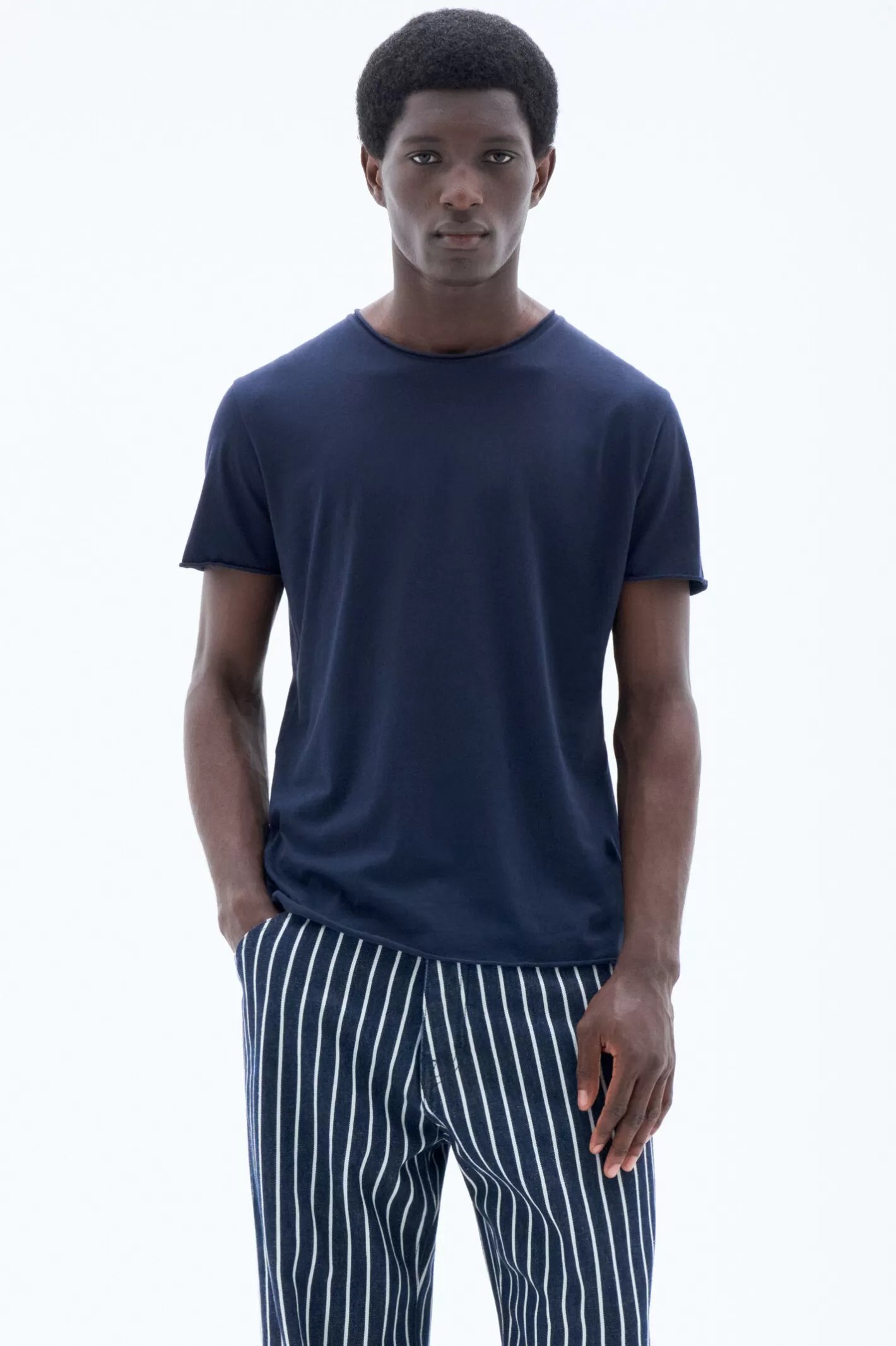 Filippa K Roll Neck Tee Navy-Man T-Shirts