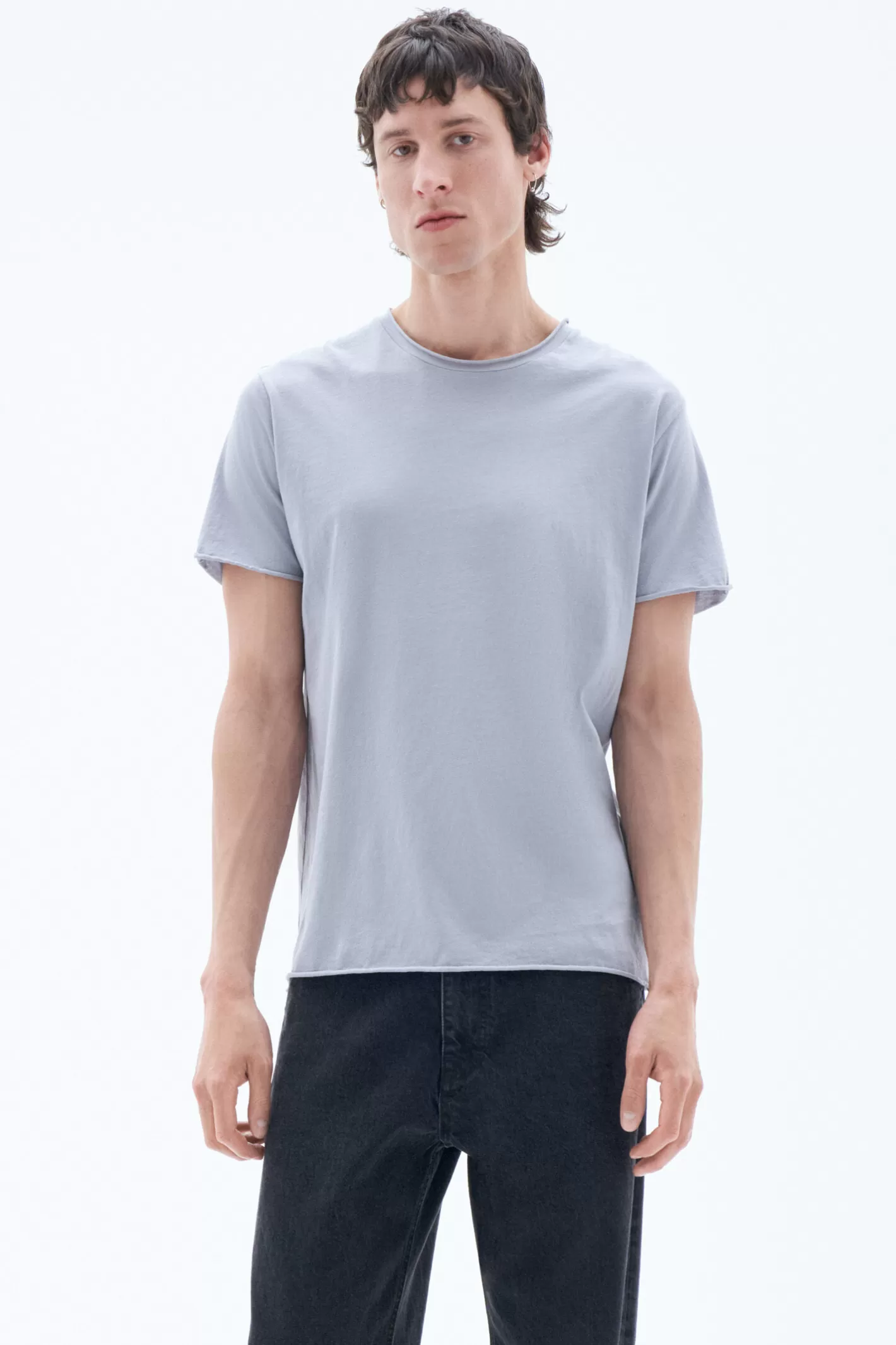 Filippa K Roll Neck Tee Fog Blue-Man T-Shirts