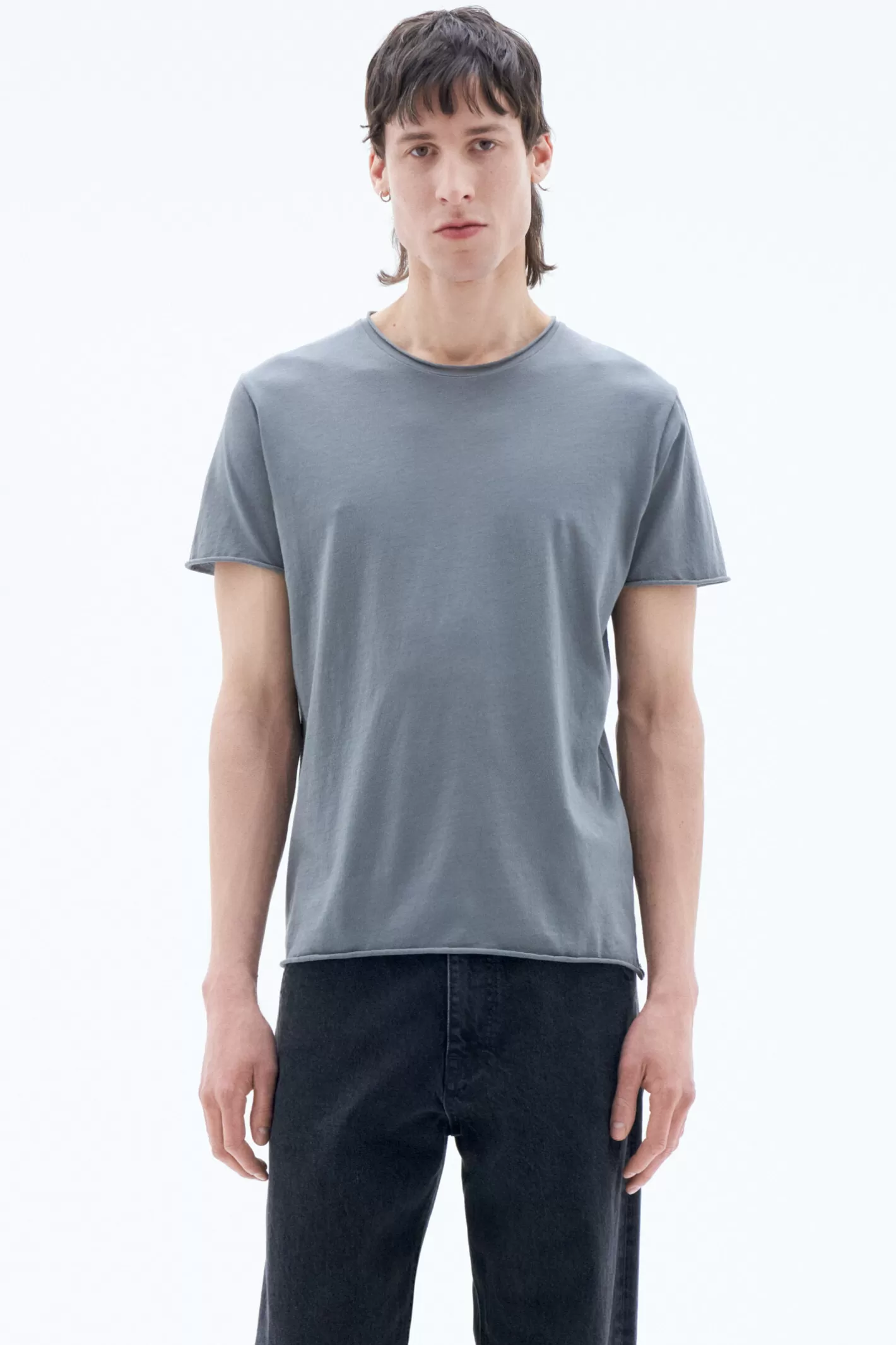 Filippa K Roll Neck Tee Smoke green-Man T-Shirts