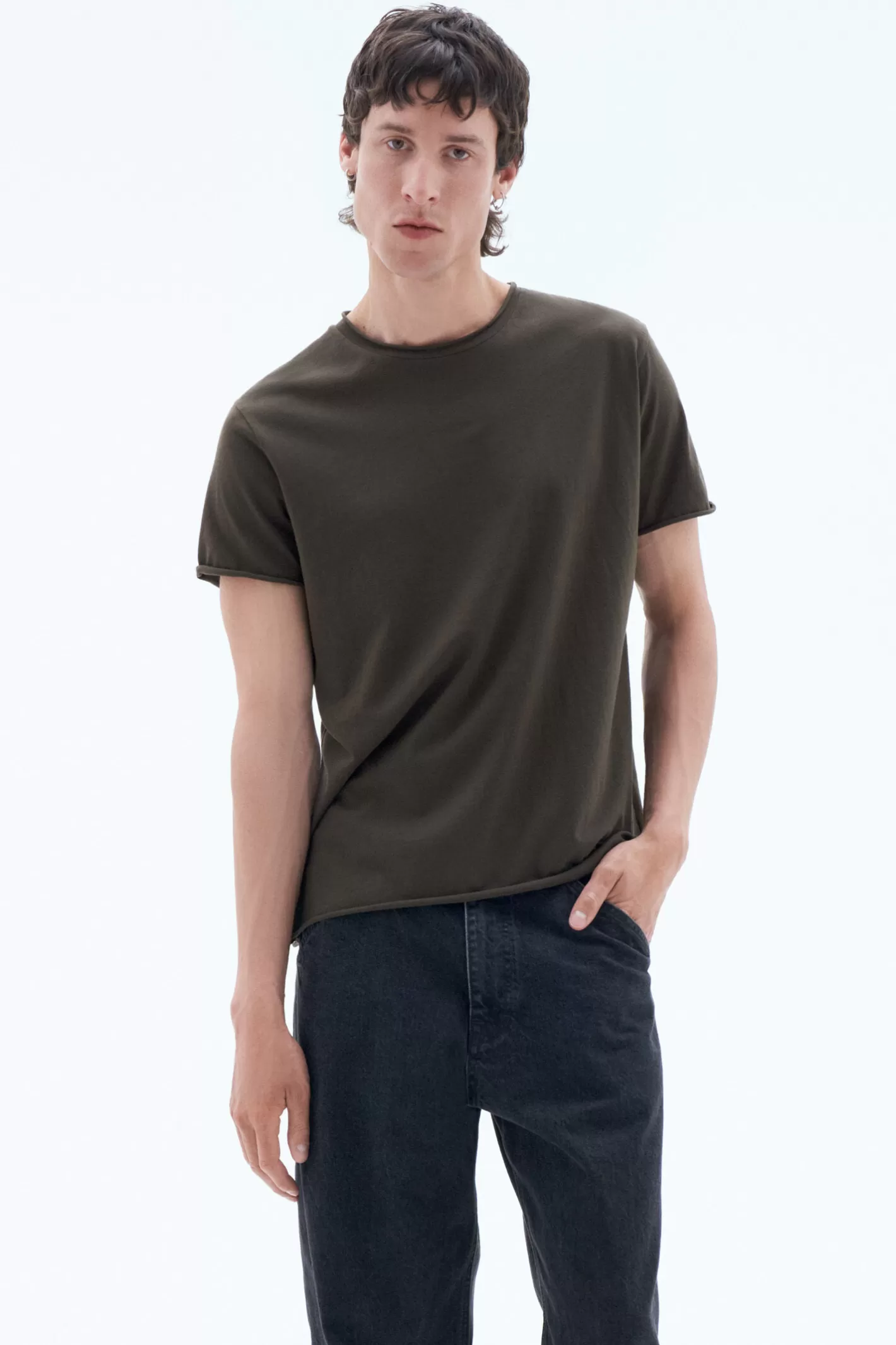 Filippa K Roll Neck Tee Dark Forest Green-Man T-Shirts