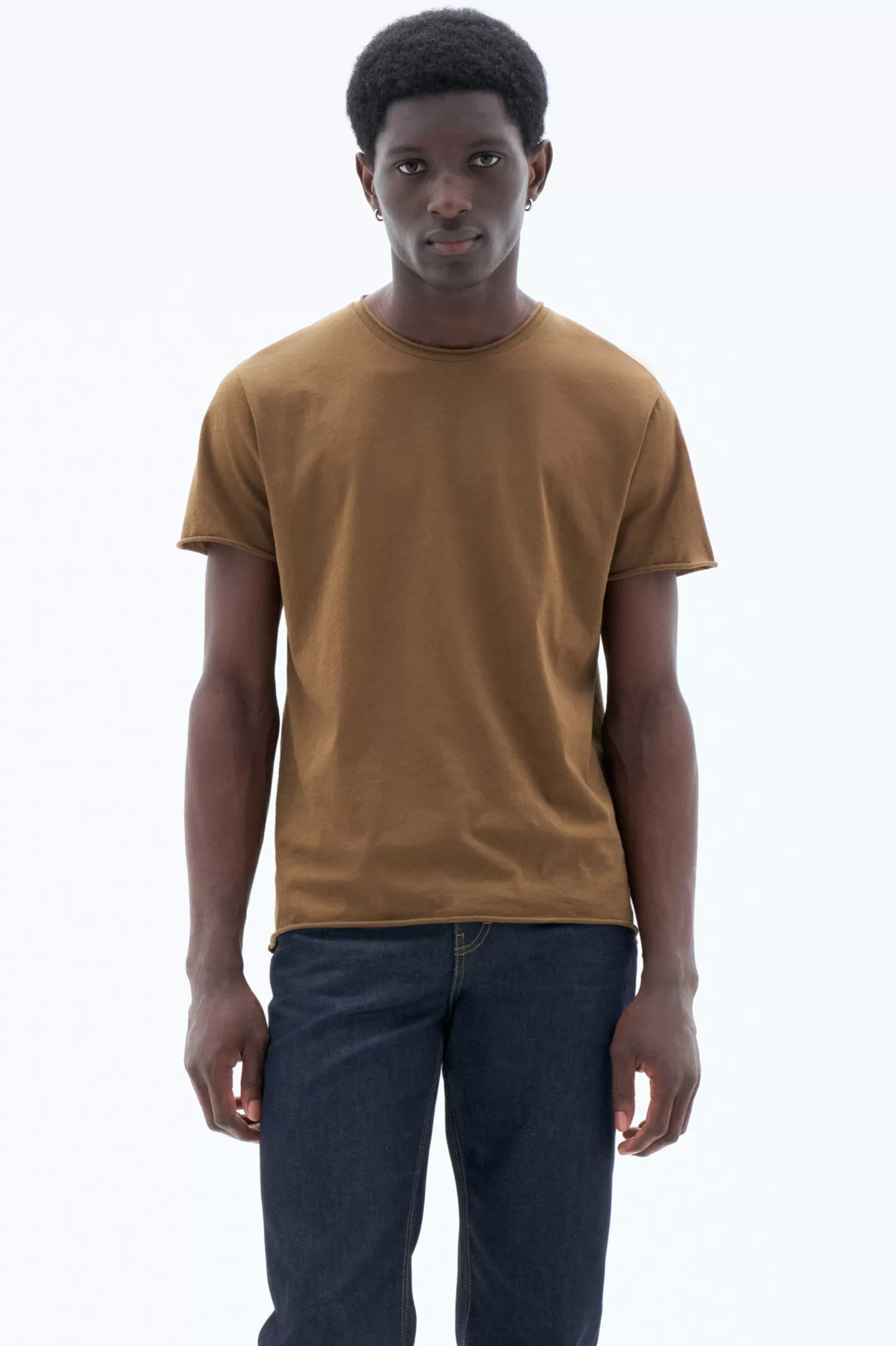 Filippa K Roll Neck Tee Bronze Green-Man T-Shirts