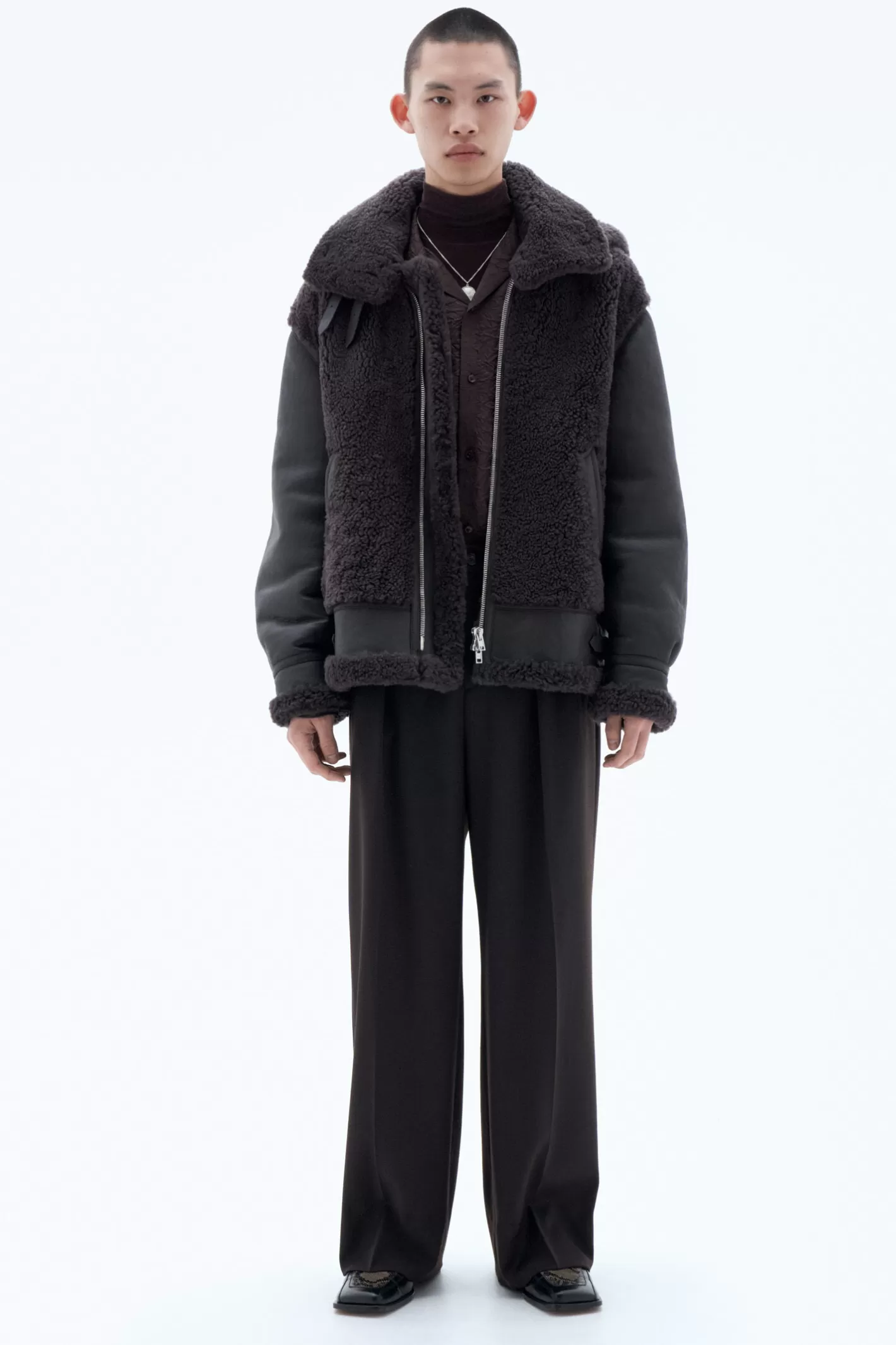 Filippa K Shearling Aviator Jacket Dark Chocolate-Man | Woman Outerwear