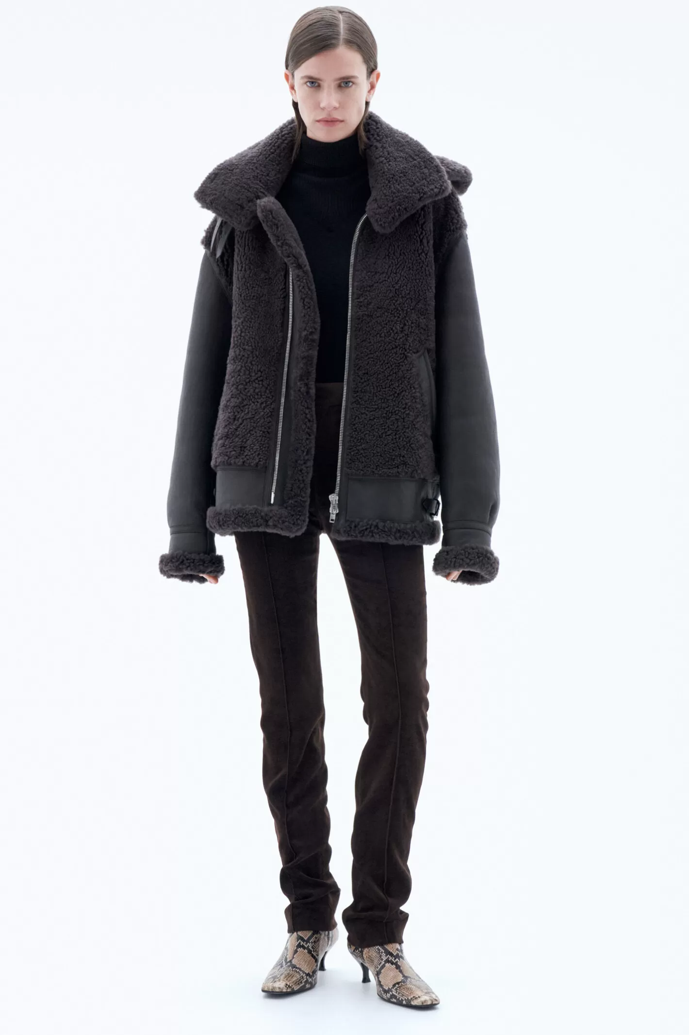 Filippa K Shearling Aviator Jacket Dark Chocolate-Man | Woman Outerwear