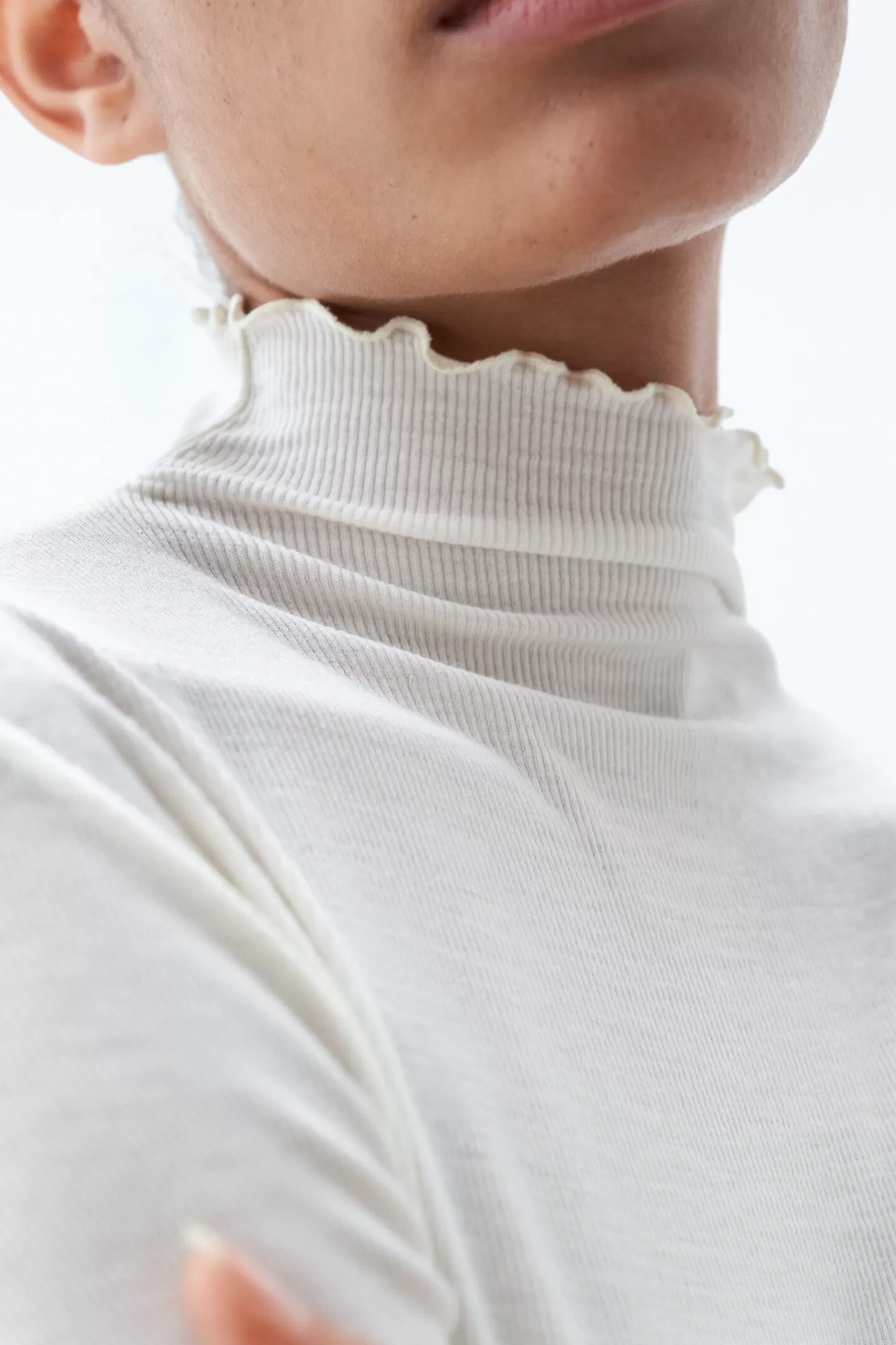 Filippa K Sheer Wool Mock Top Snow White-Woman Tops | Knitwear