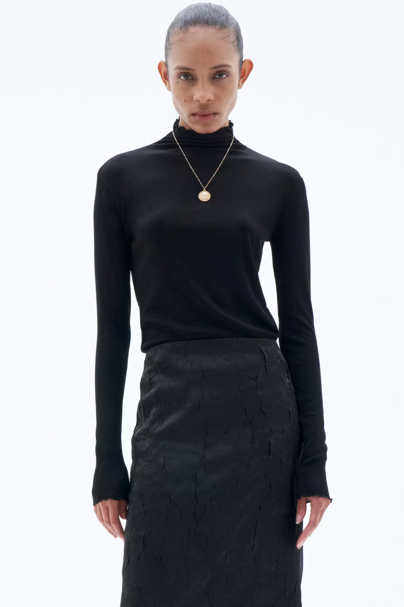 Filippa K Sheer Wool Mock Top Black-Woman Bestsellers | Tops | Knitwear