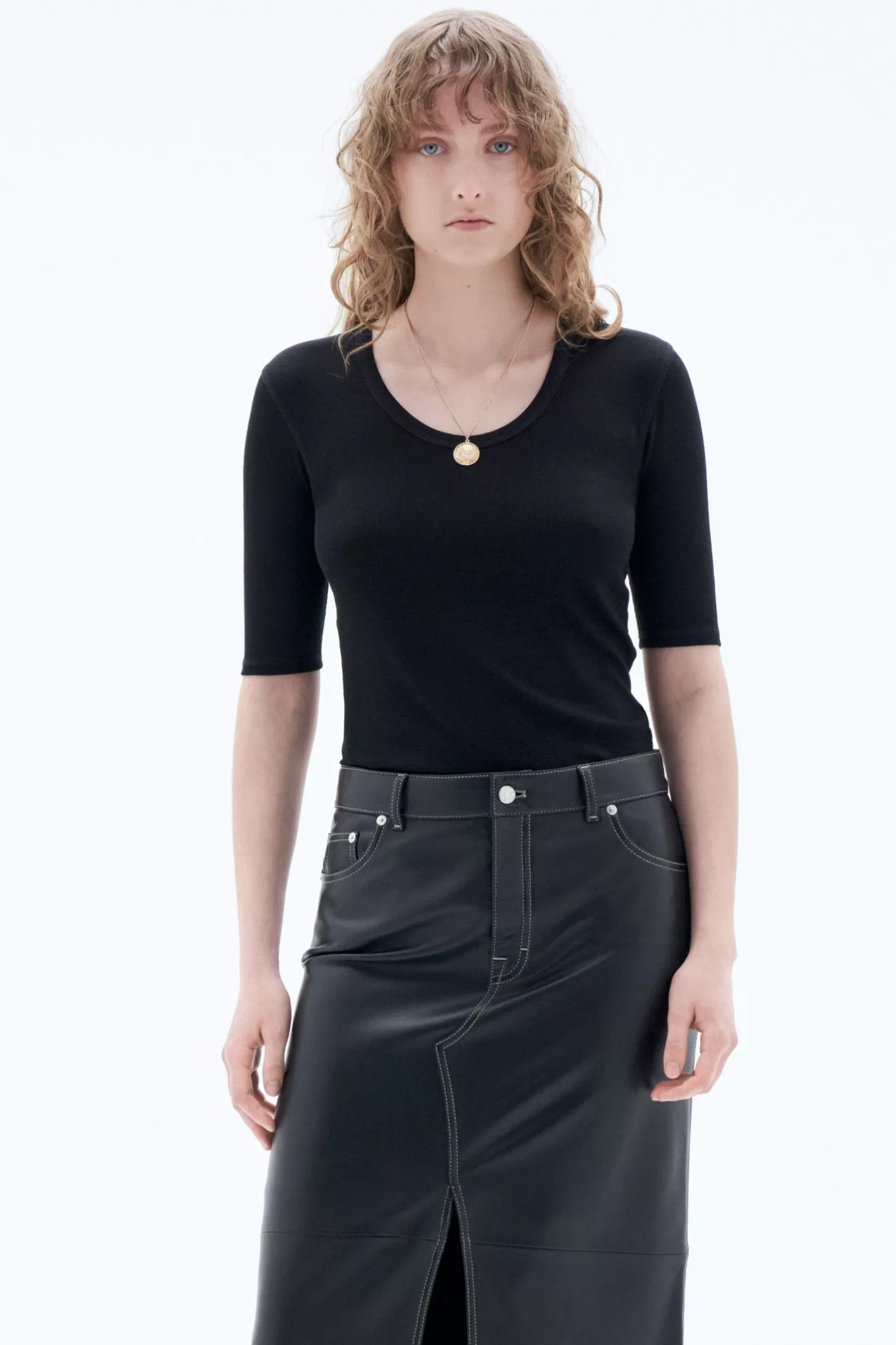 Filippa K Sheer Wool Tee Black-Woman Tops | Knitwear