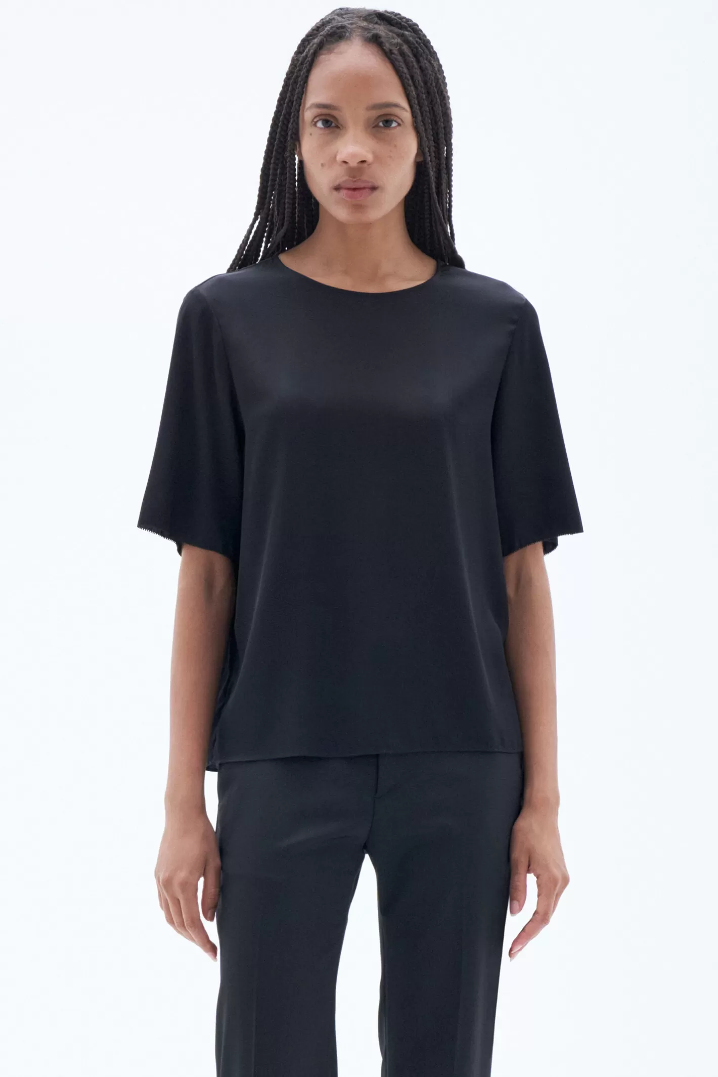 Filippa K Silk Tee Black-Woman Shirts & Blouses