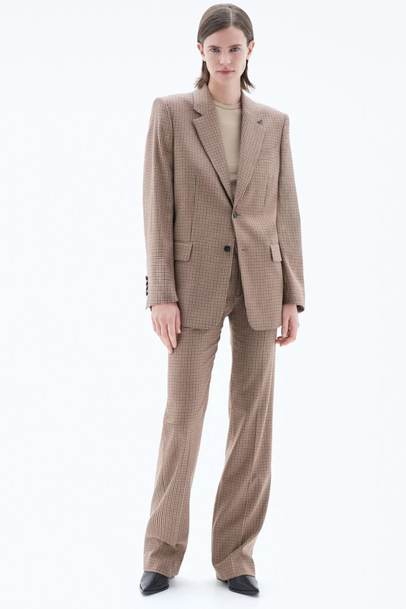 Filippa K Single Breasted Blazer Sand Beige/Brown Check-Woman Blazers | Tailoring