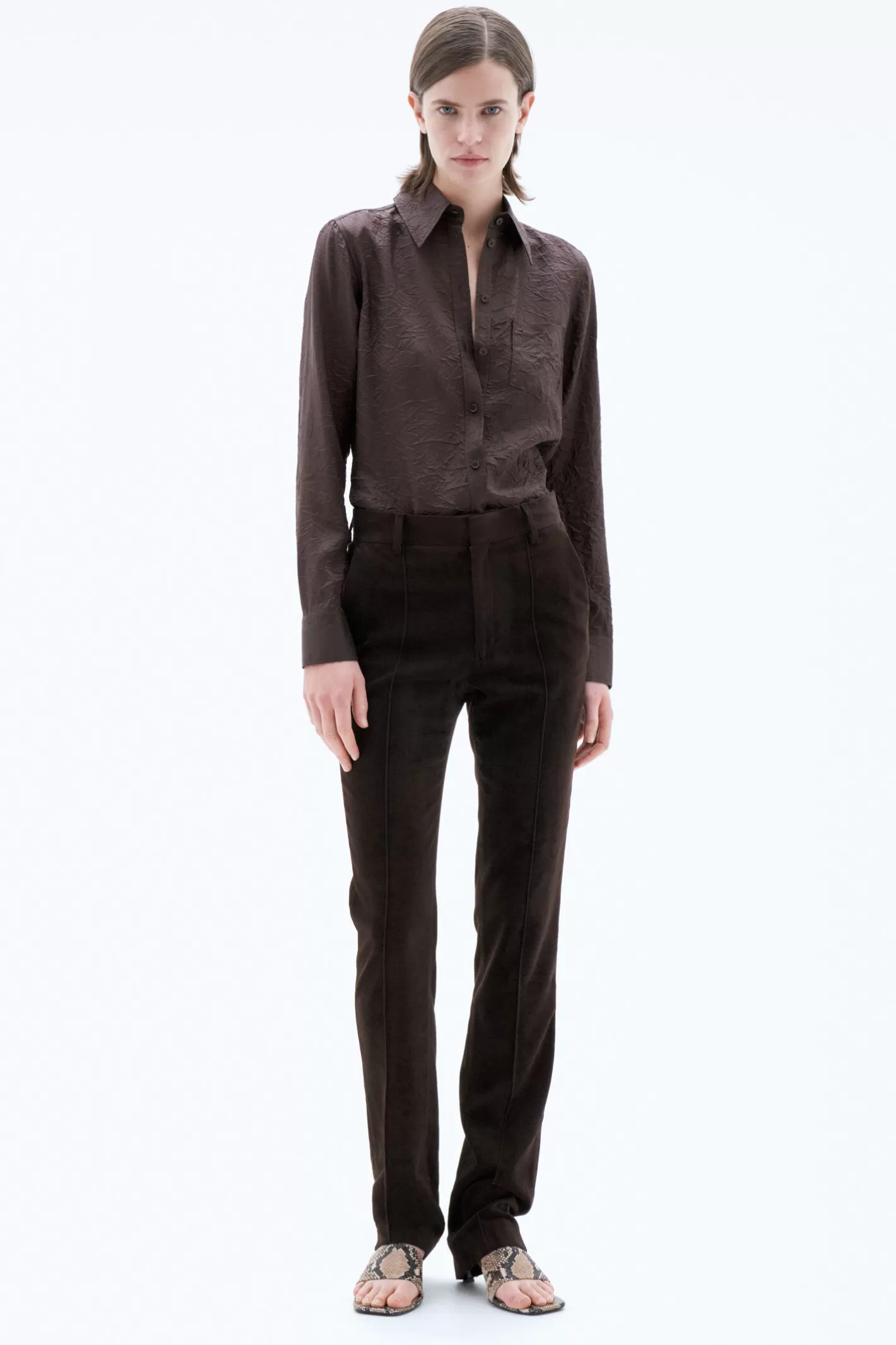 Filippa K Slim Moleskin Trousers Dark Chocolate-Woman Tailoring | Trousers