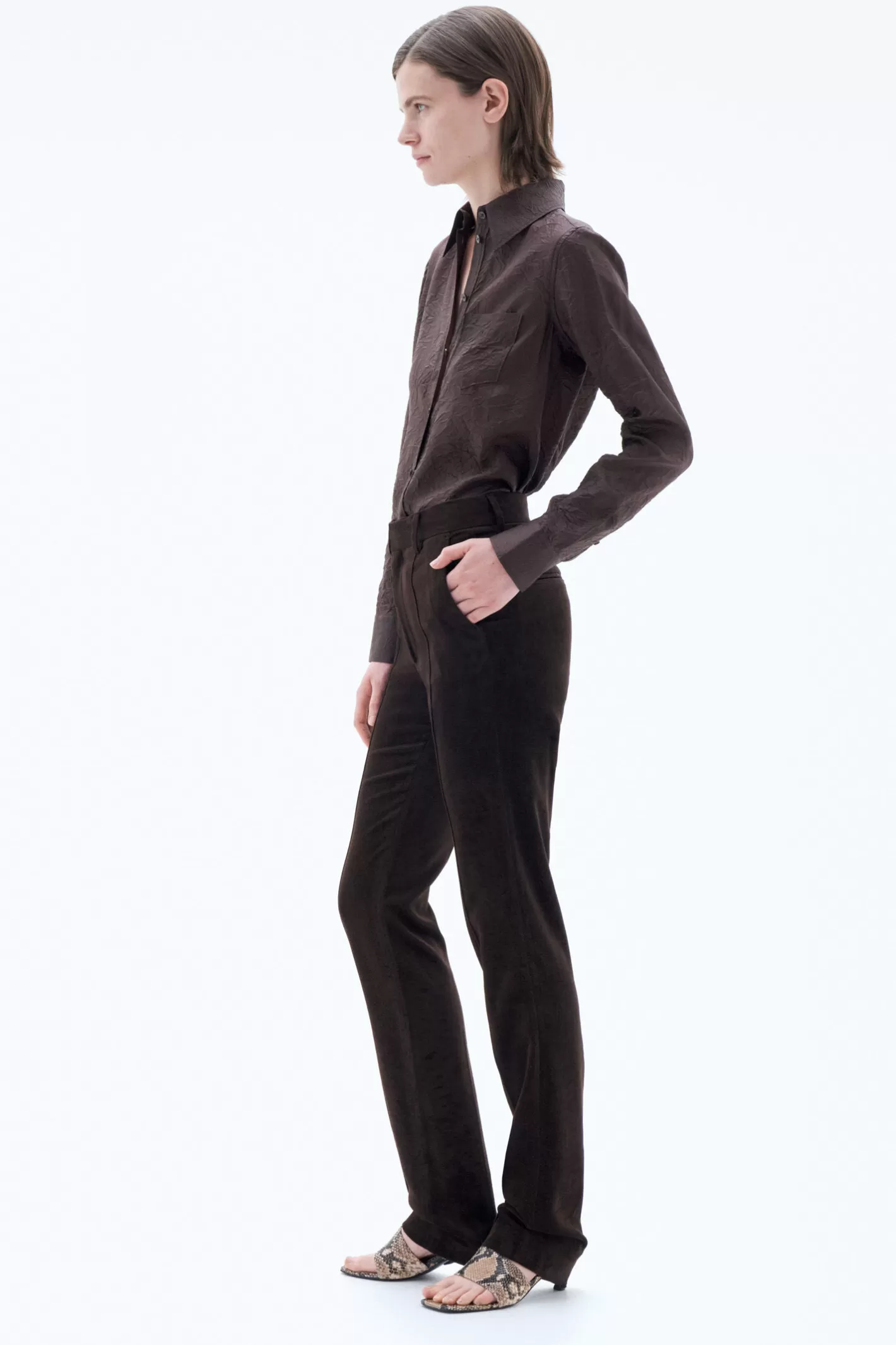 Filippa K Slim Moleskin Trousers Dark Chocolate-Woman Tailoring | Trousers