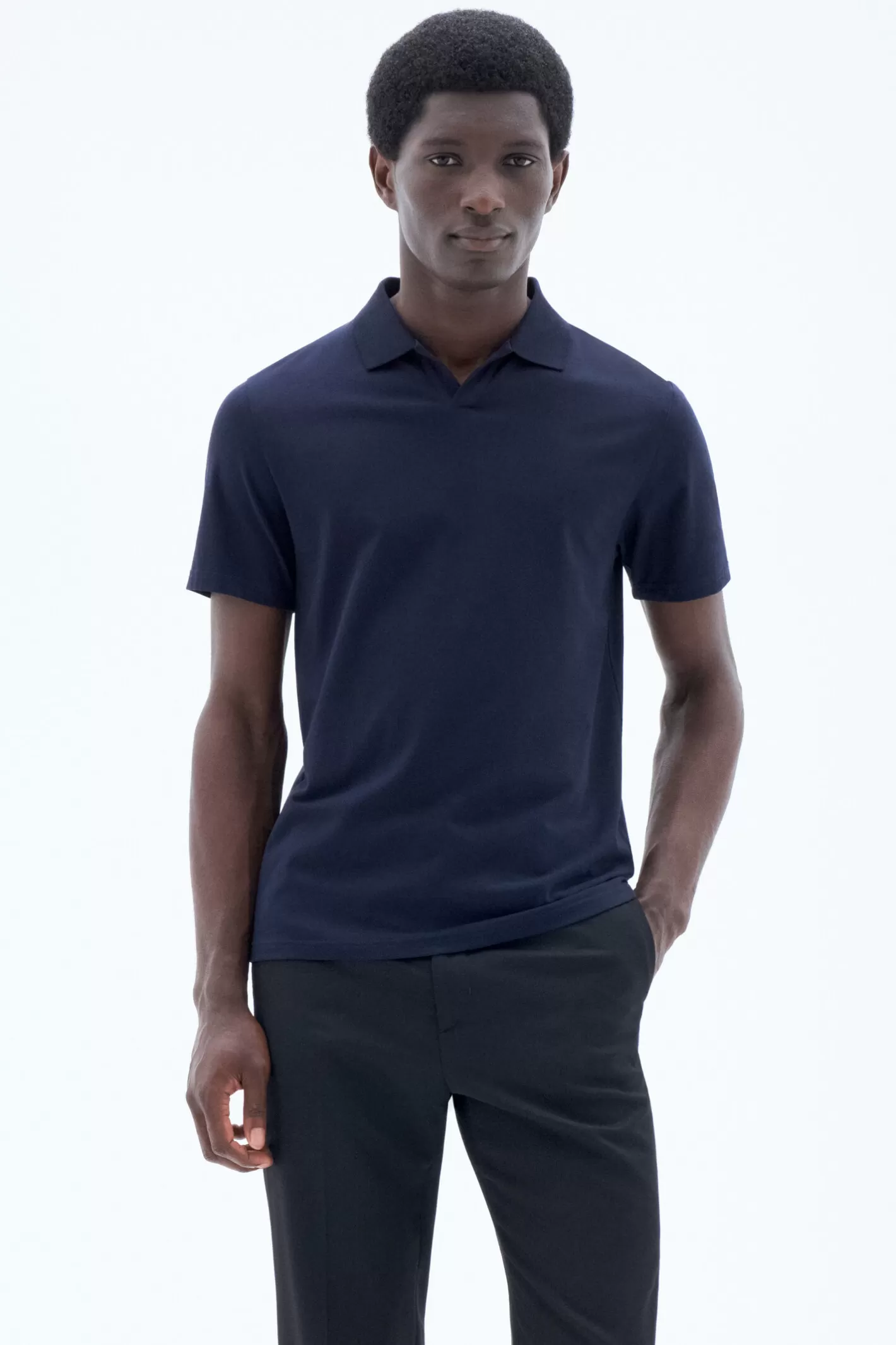 Filippa K Stretch Cotton Polo T-Shirt Navy-Man T-Shirts