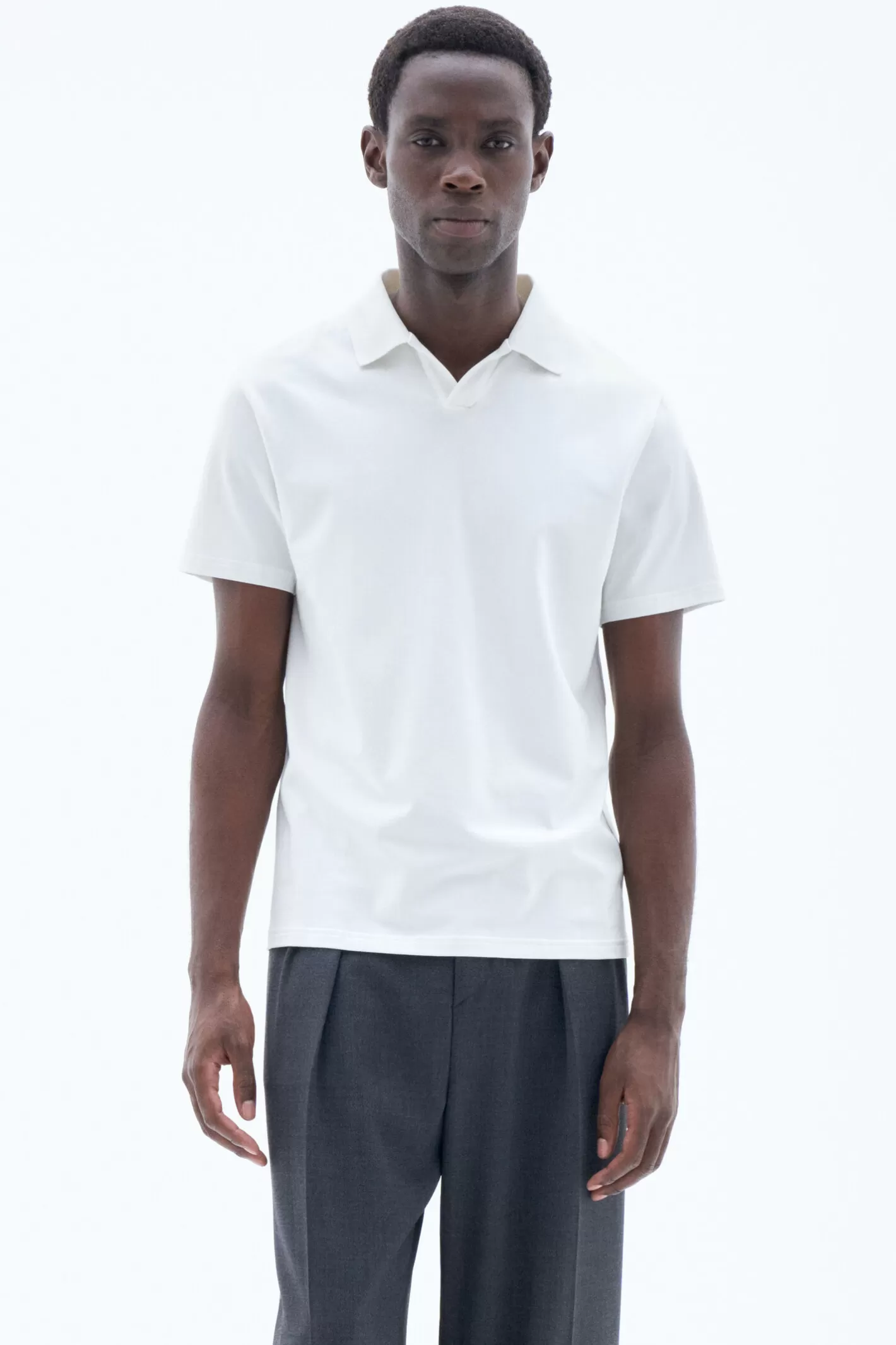 Filippa K Stretch Cotton Polo T-Shirt White-Man T-Shirts