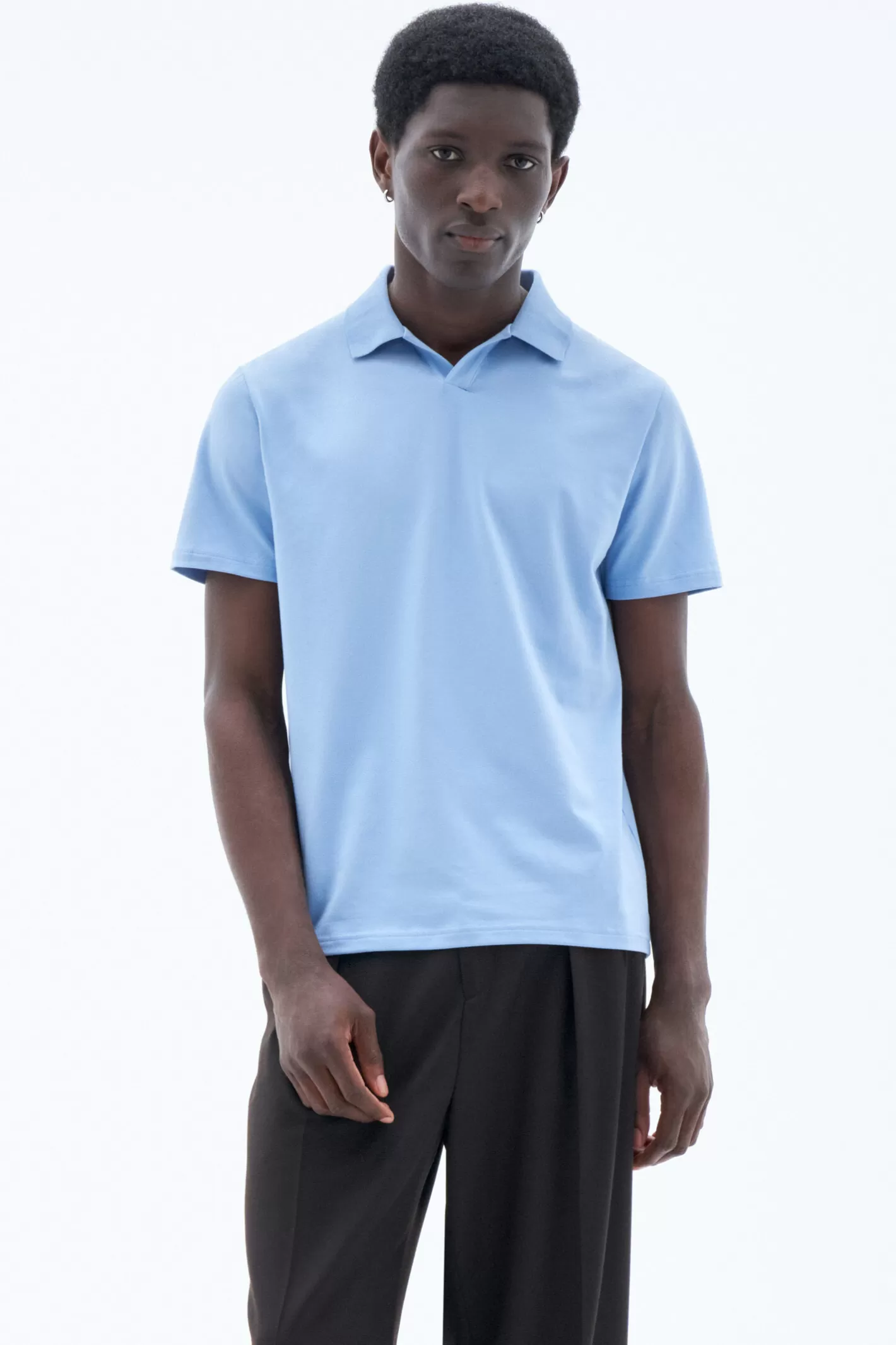 Filippa K Stretch Cotton Polo T-Shirt Turquoise-Man T-Shirts