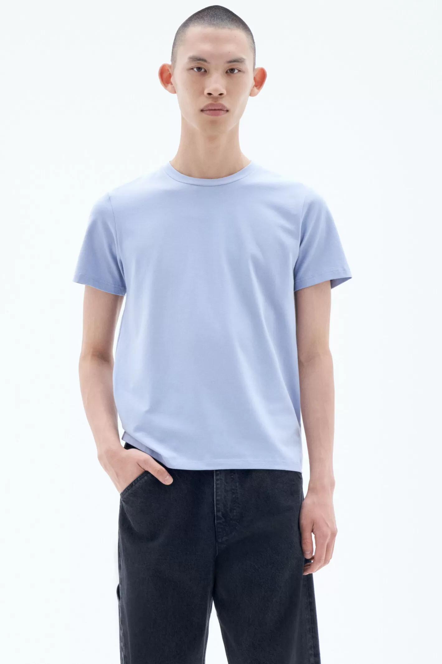 Filippa K Stretch Cotton Tee Faded Blue-Man T-Shirts