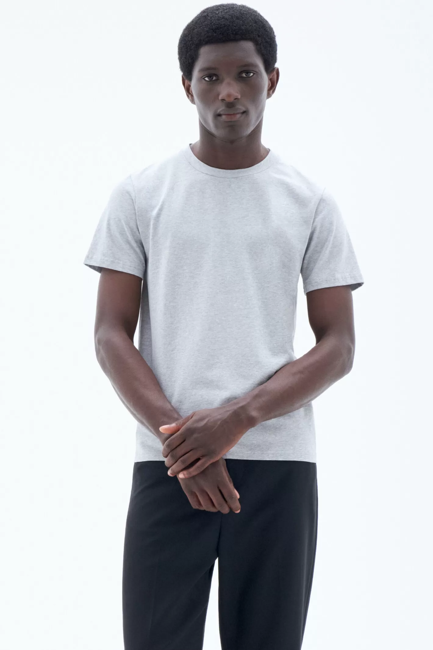 Filippa K Stretch Cotton Tee Light Grey Melange-Man T-Shirts