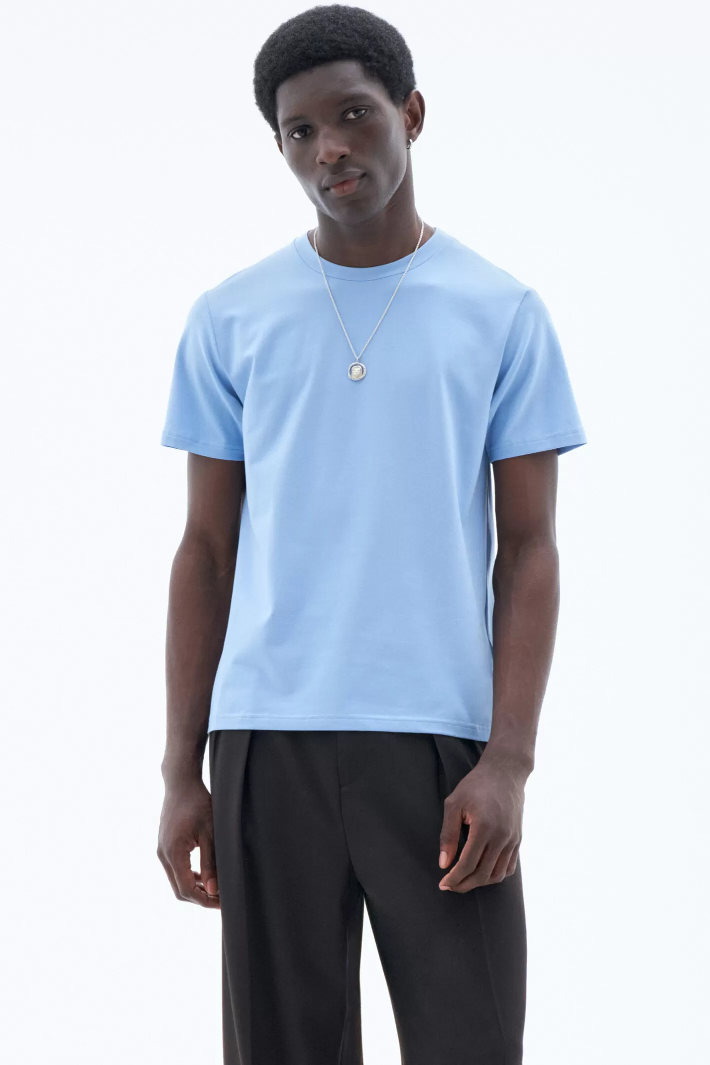 Filippa K Stretch Cotton Tee Turquoise-Man T-Shirts