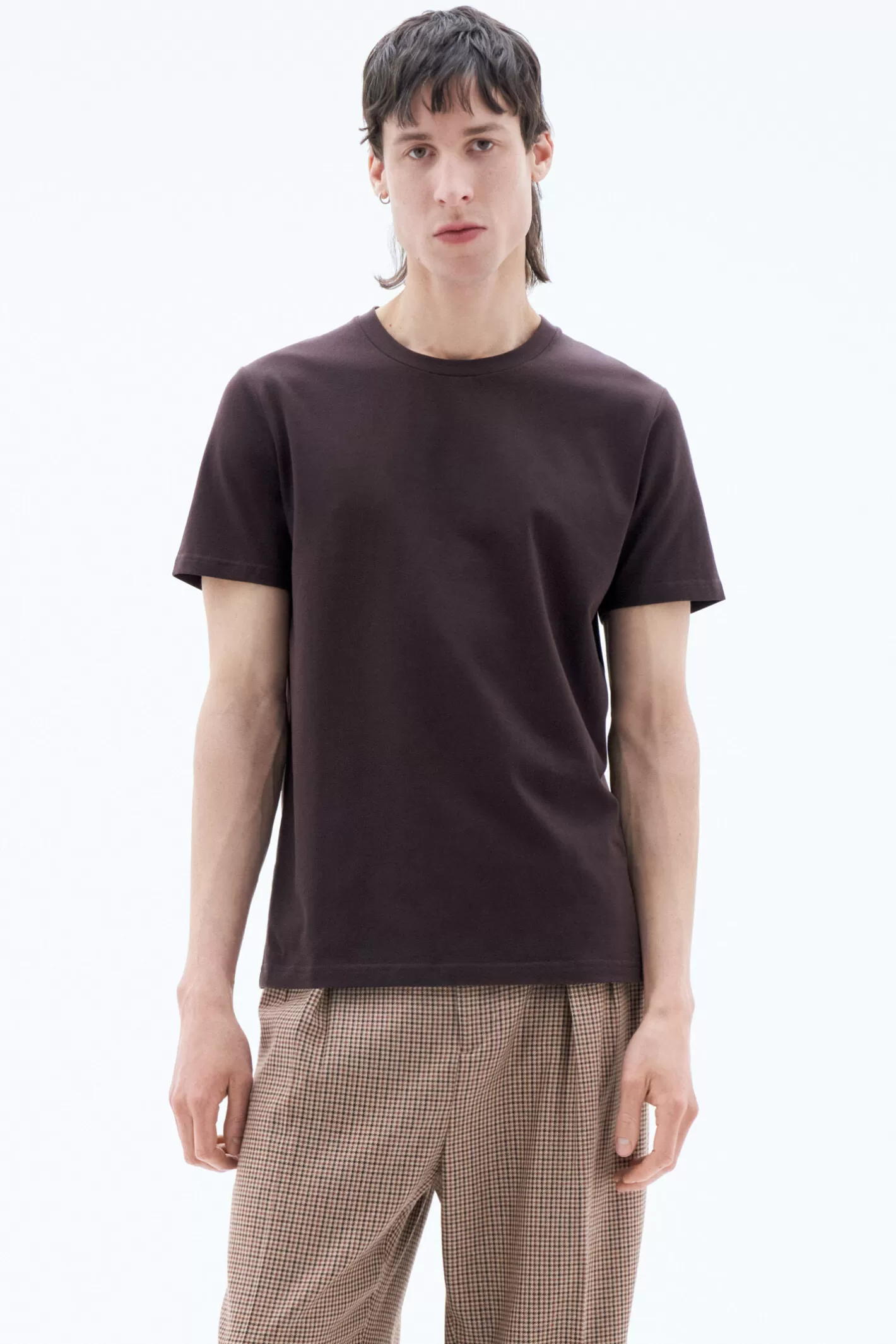 Filippa K Stretch Cotton Tee Dark Chocolate-Man T-Shirts