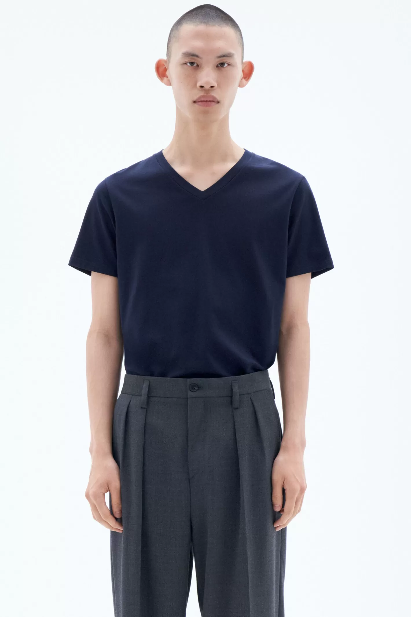 Filippa K Stretch V-Neck Tee Navy-Man T-Shirts