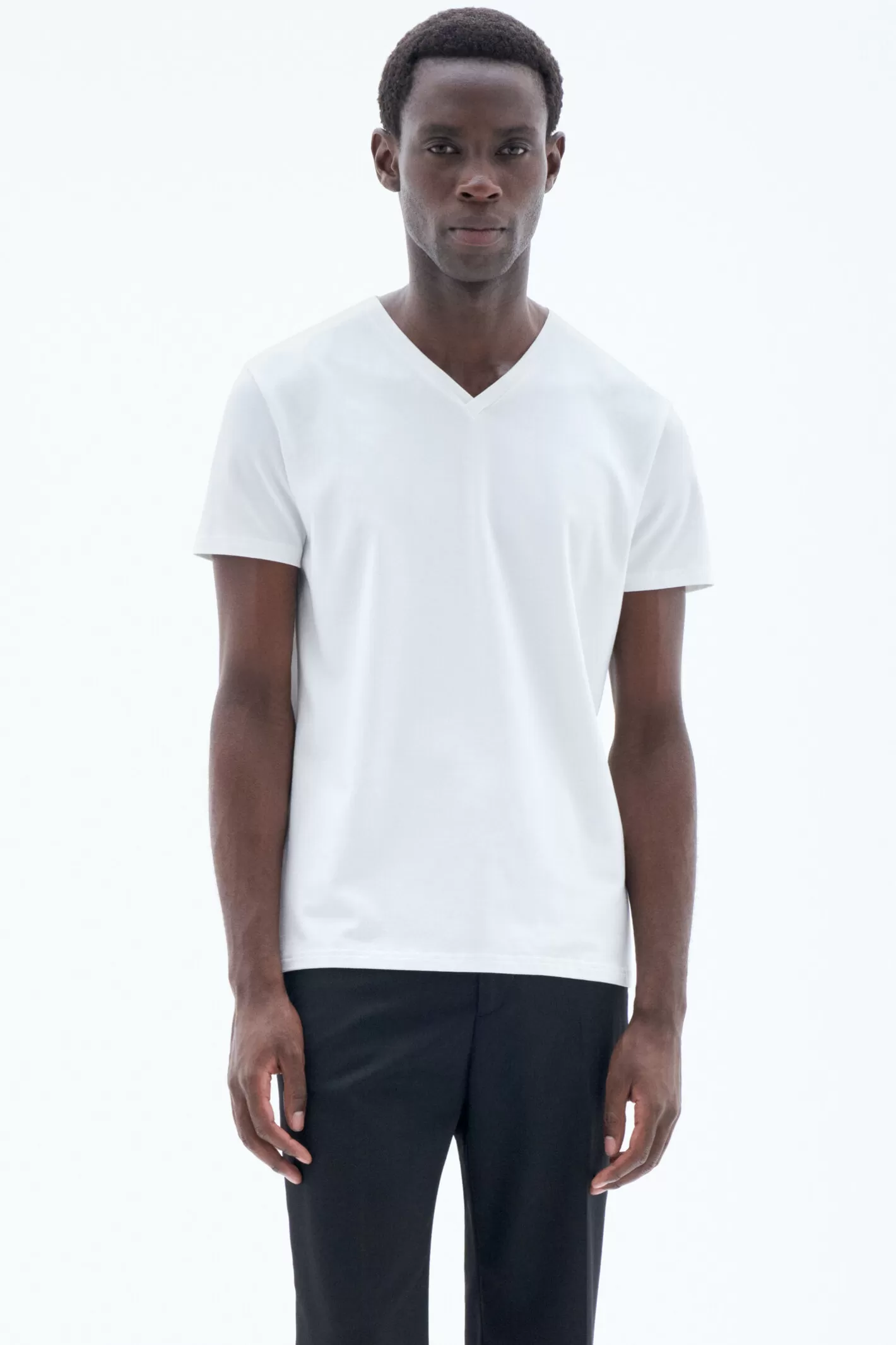 Filippa K Stretch V-Neck Tee White-Man T-Shirts