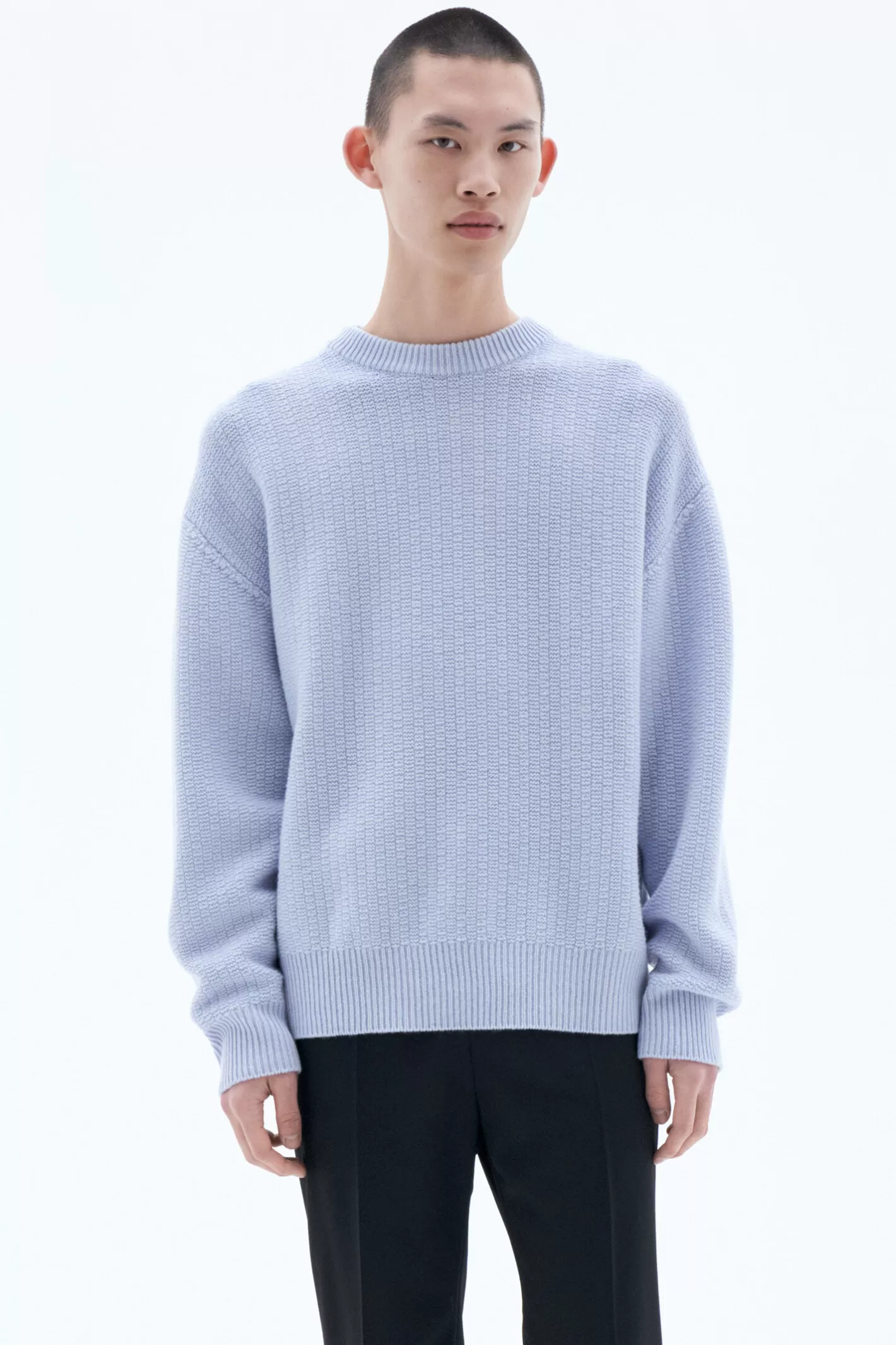 Filippa K Structure Sweater Ice Blue-Man Knitwear