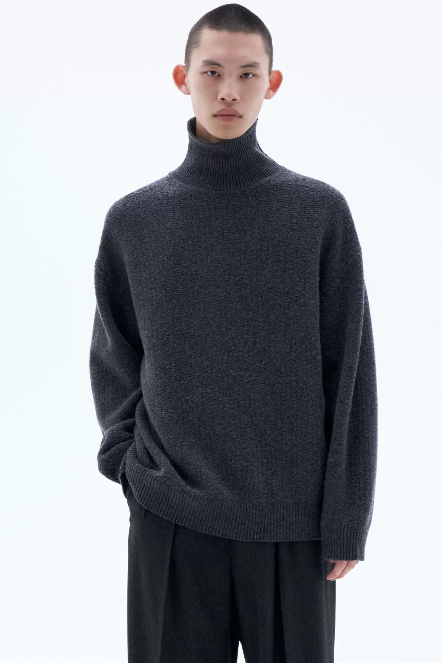 Filippa K Structure Turtleneck Anthracite Melange-Man Knitwear