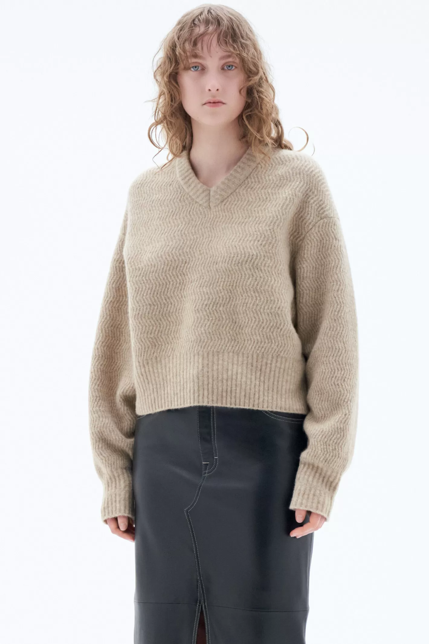 Filippa K Structure Yak Sweater Beige Melange-Woman Knitwear