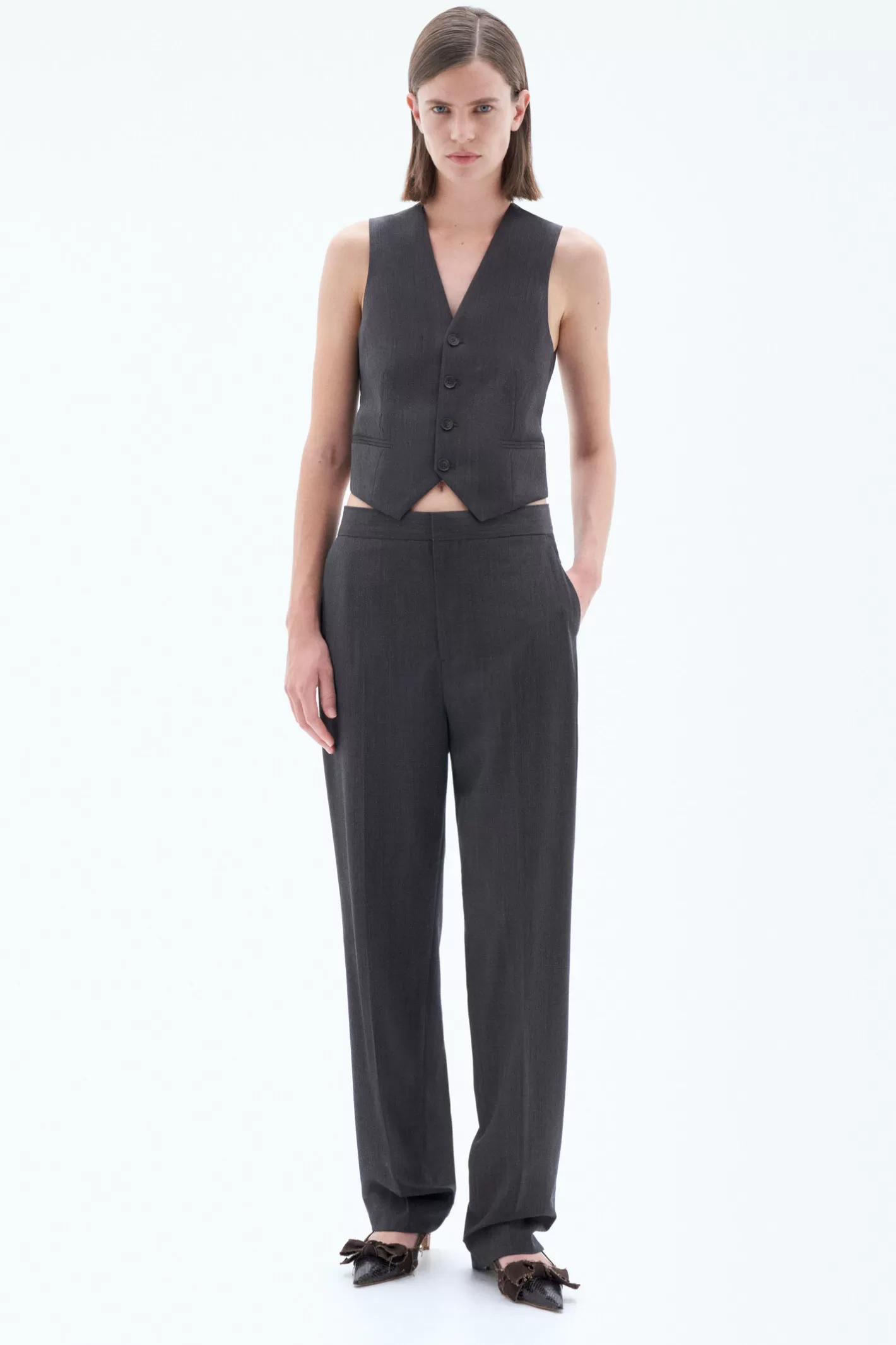 Filippa K Tailored Vest Dark Oak Melange-Woman Blazers | Tailoring