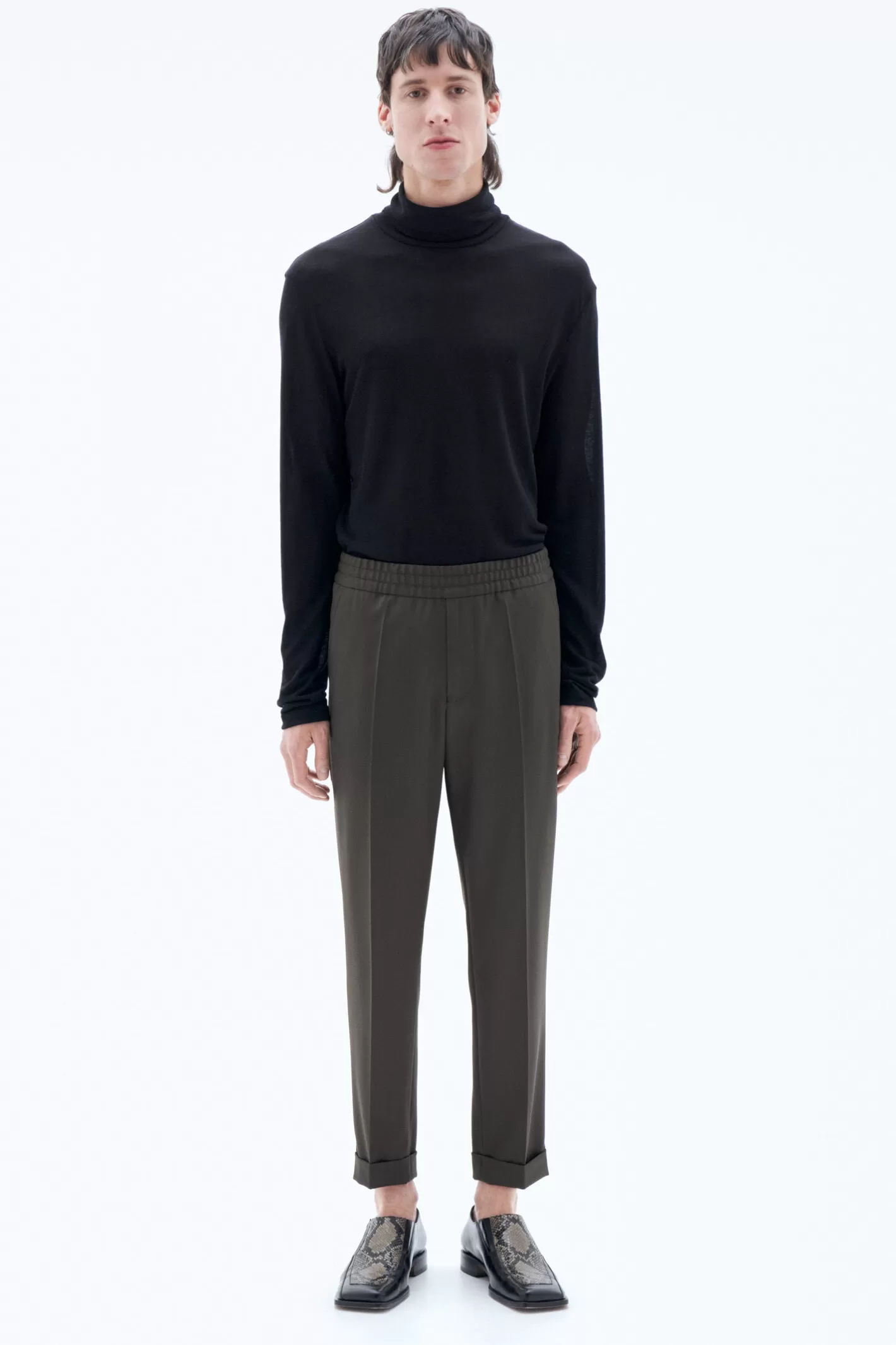 Filippa K Terry Cropped Trousers Dark Forest Green-Man Trousers