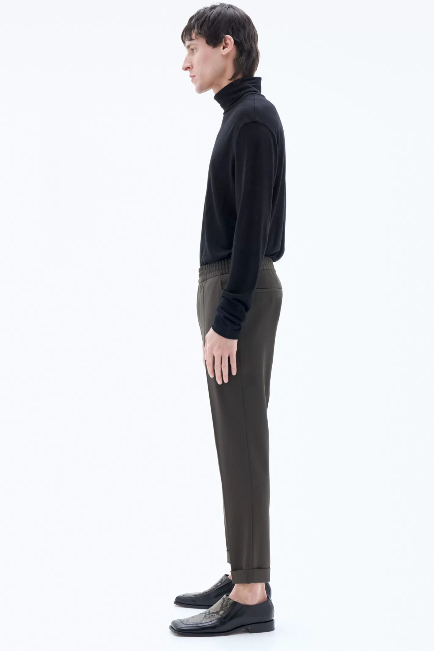 Filippa K Terry Cropped Trousers Dark Forest Green-Man Trousers