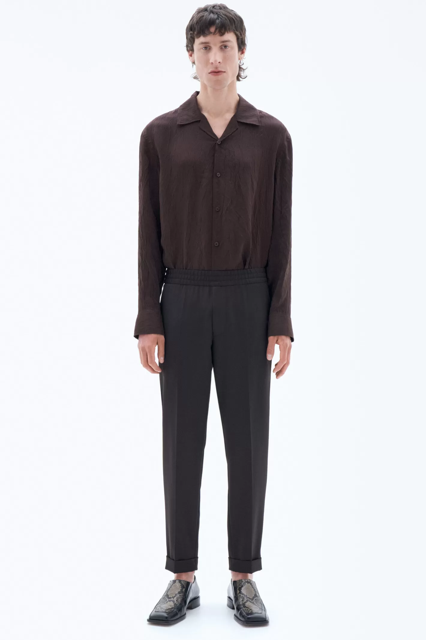 Filippa K Terry Cropped Trousers Dark Brown-Man Trousers