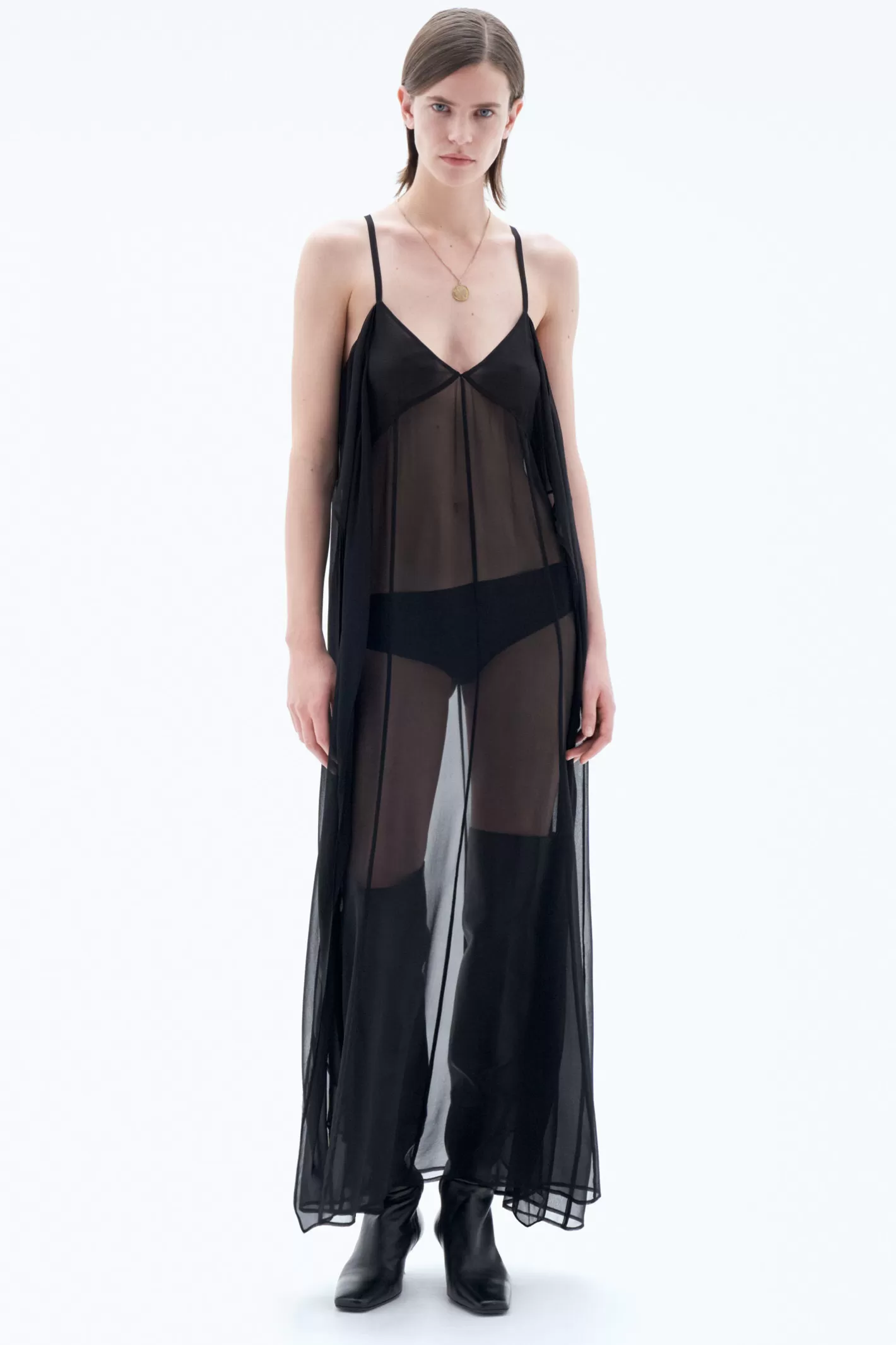 Filippa K Transparent Tie Detail Dress Black-Woman Dresses