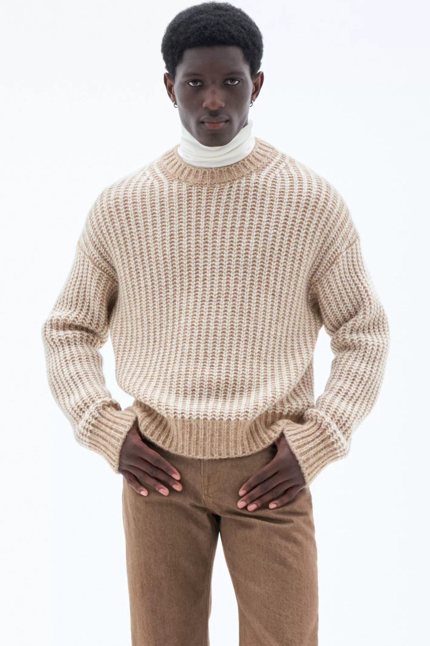 Filippa K Twotone Sweater Camel/White-Man Knitwear