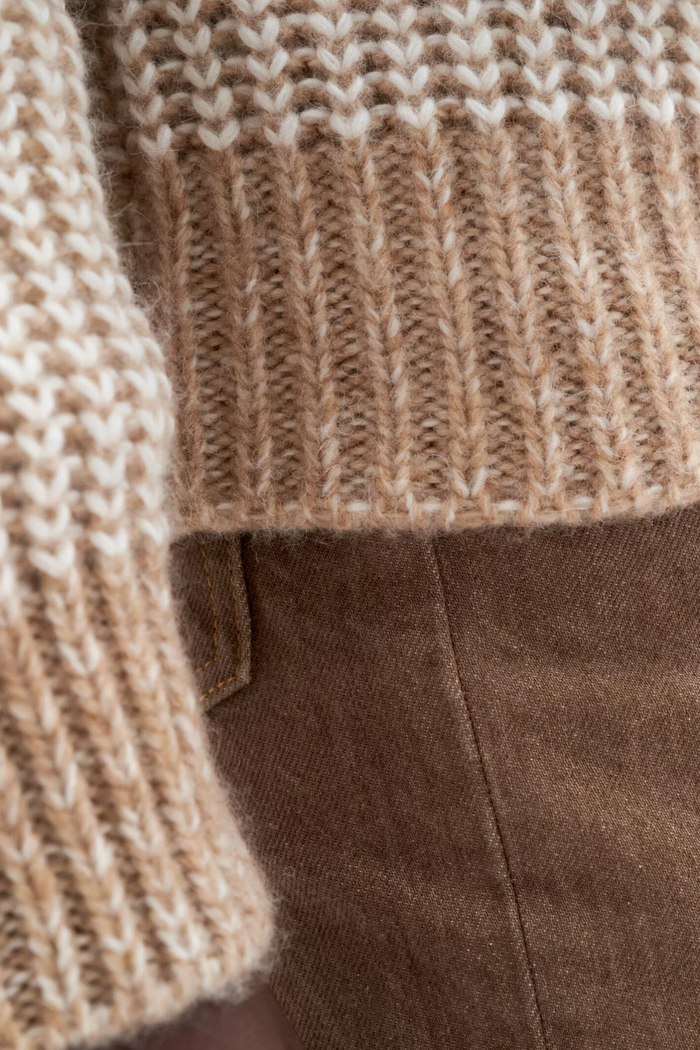 Filippa K Twotone Sweater Camel/White-Man Knitwear