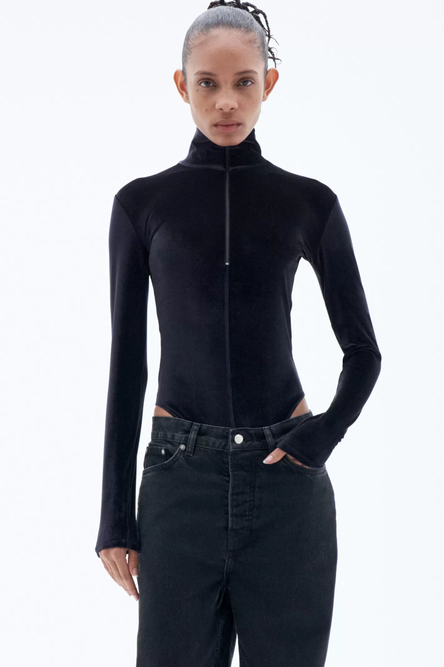 Filippa K Velvet Zip Body Black-Woman Tops