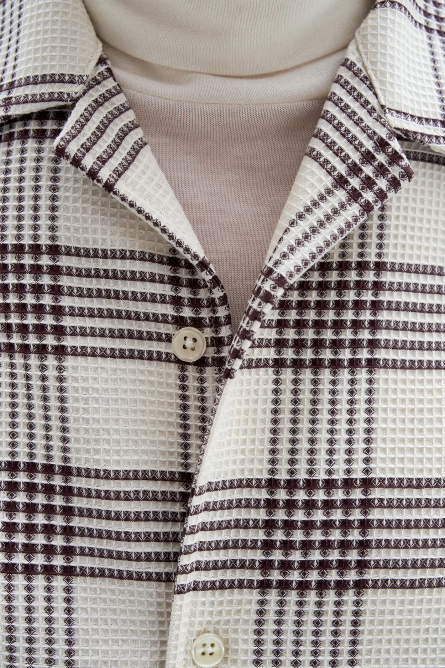 Filippa K Waffle Check Resort Shirt Dark Chocolate/White Chalk-Man Shirts