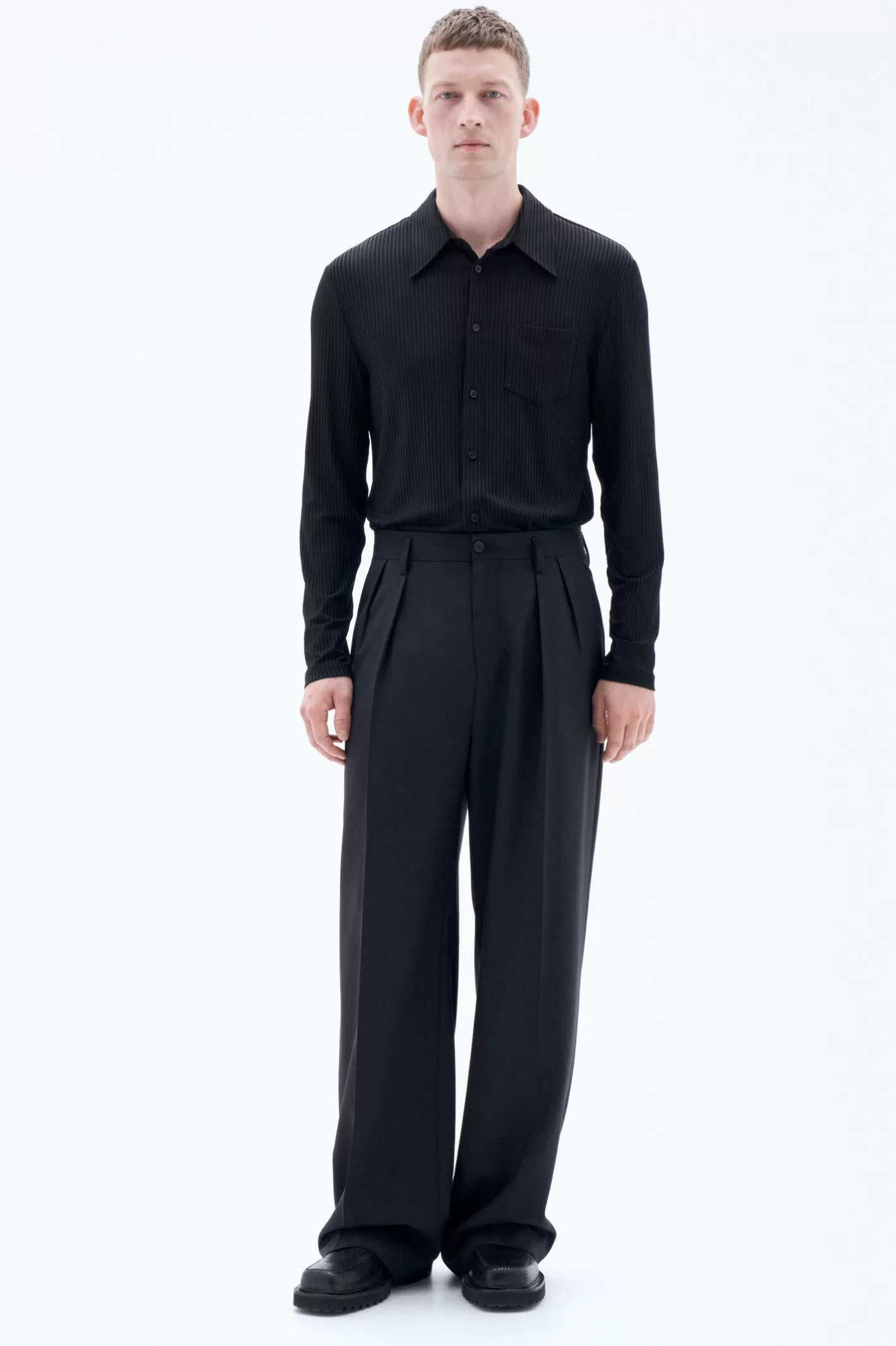 Filippa K Wide Wool Trousers Black-Man Bestsellers | Tailoring | Trousers