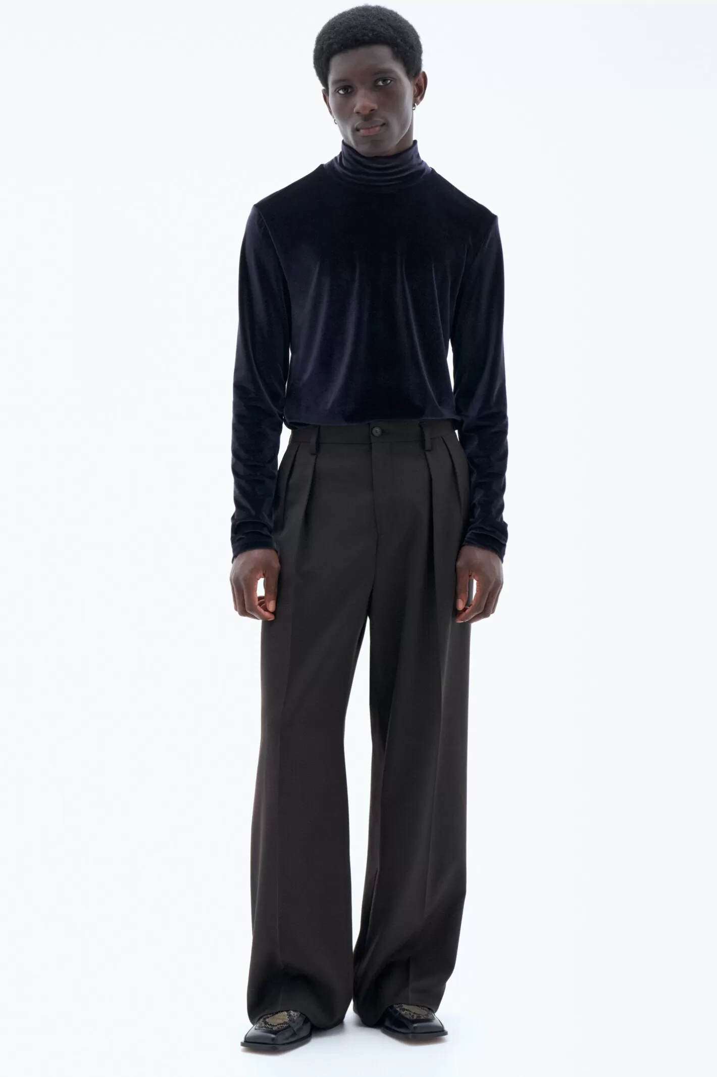 Filippa K Wide Wool Trousers Dark Chocolate-Man Tailoring | Trousers