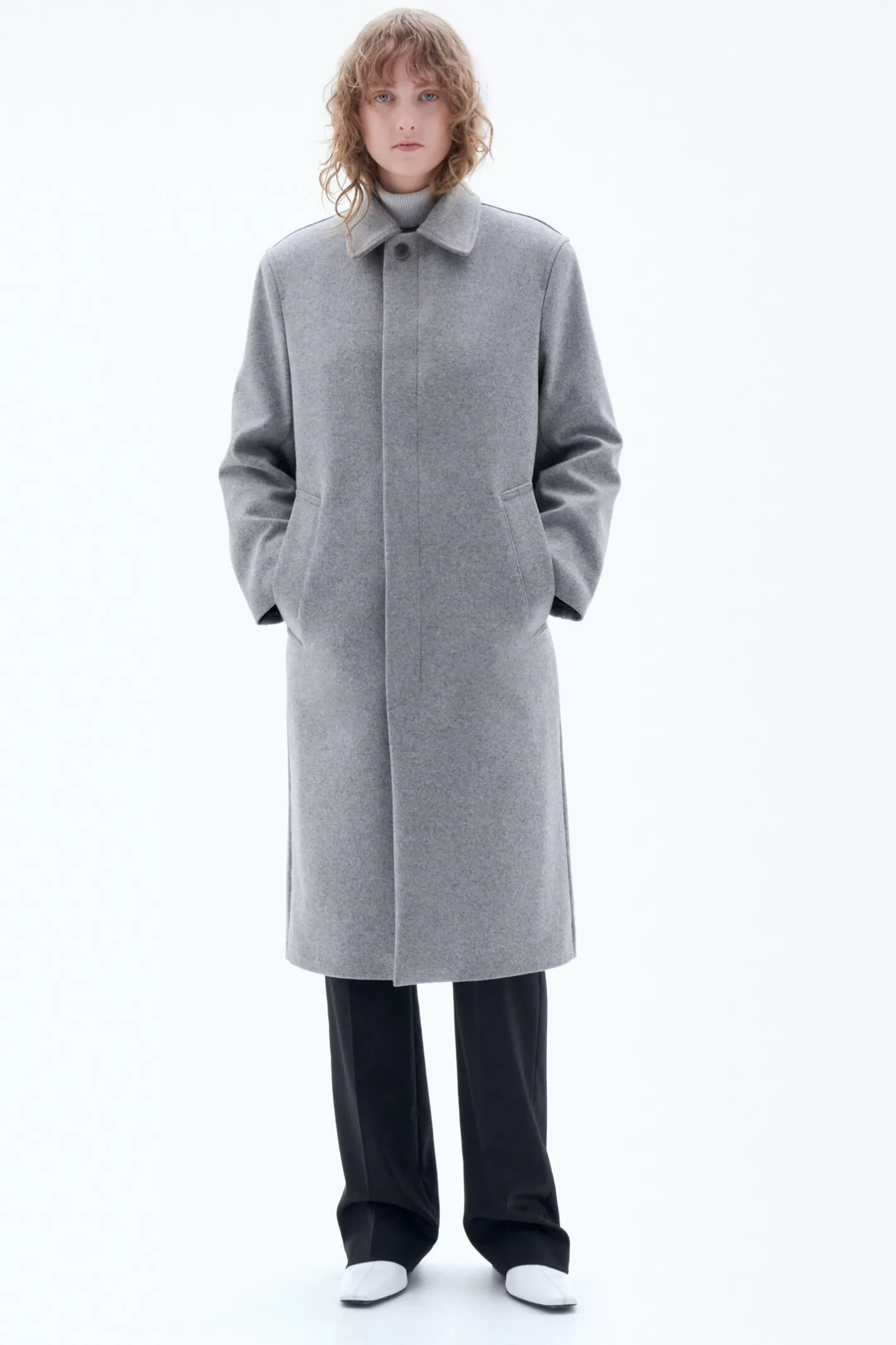 Filippa K Wool Car Coat Grey Melange-Woman Outerwear