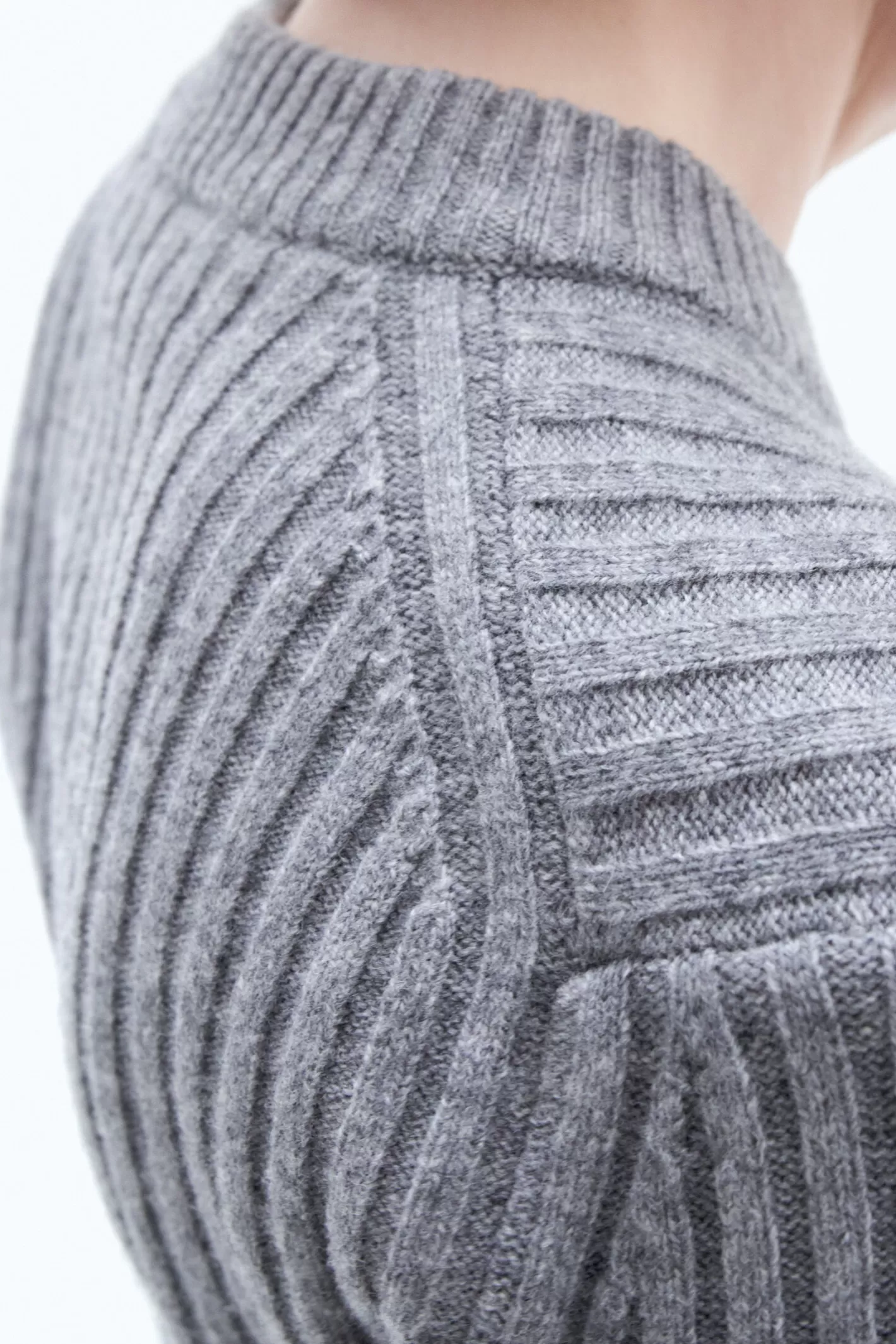 Filippa K Wool Rib Sweater Mid Grey Melange-Woman Knitwear