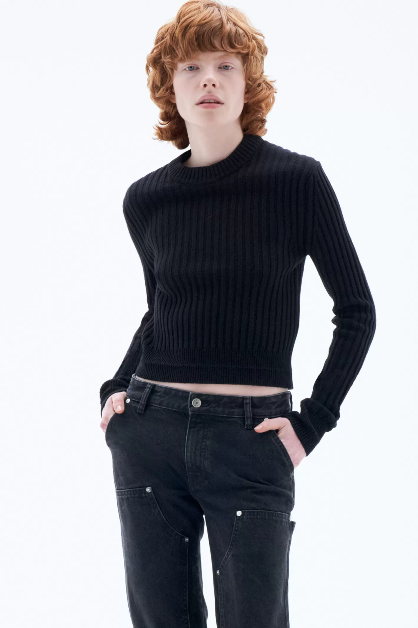 Filippa K Wool Rib Sweater Black-Woman Knitwear