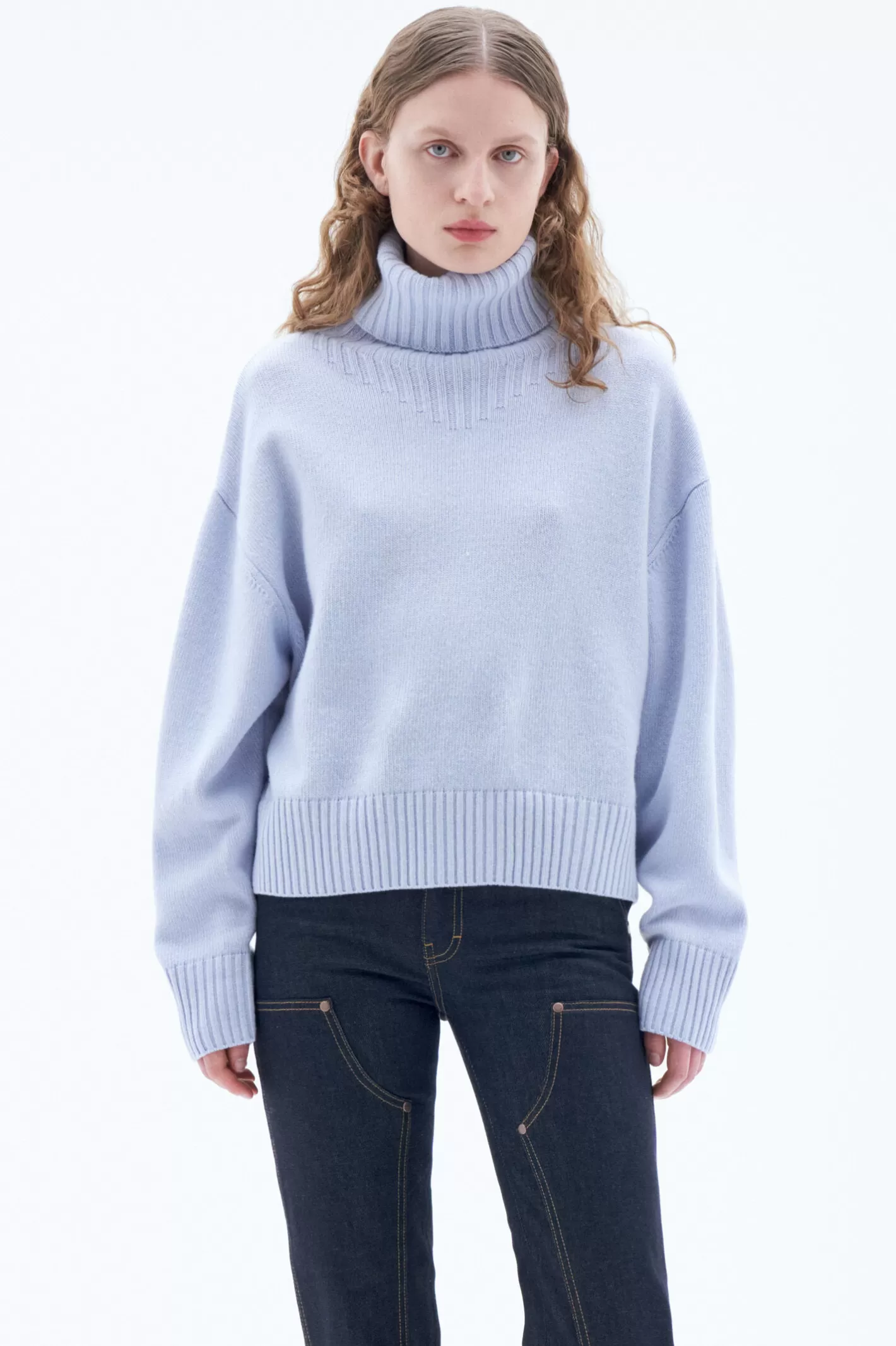 Filippa K Wool Turtleneck Sweater Ice Blue-Woman Knitwear