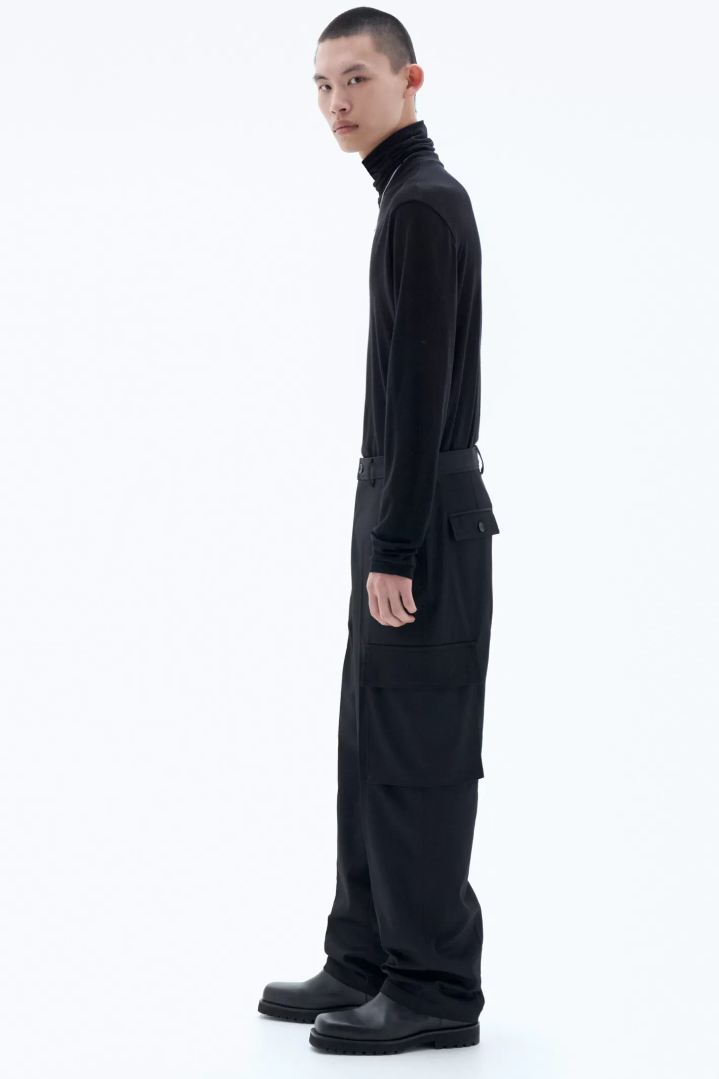 Filippa K Wool Twill Cargo Pants Black-Man Trousers